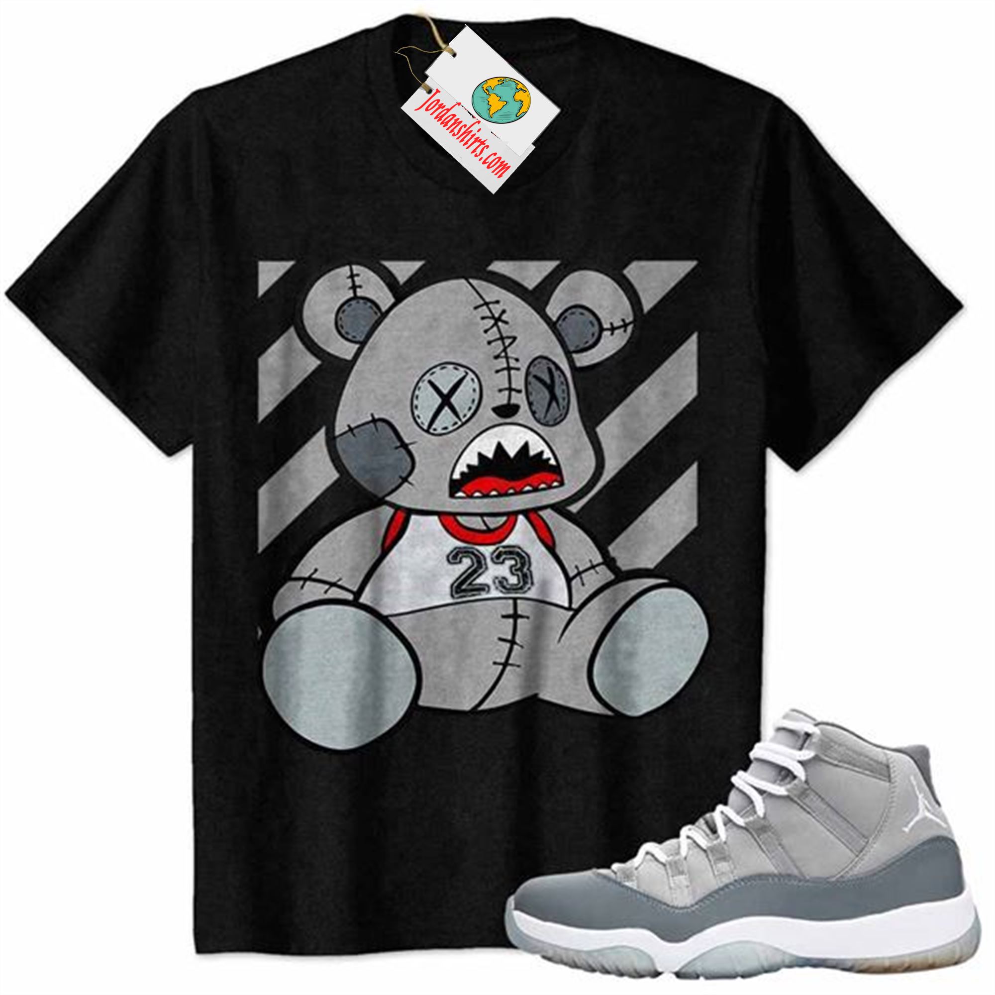 Jordan 11 Shirt, 23 Teddy Black Air Jordan 11 Cool Grey 11s Full Size Up To 5xl