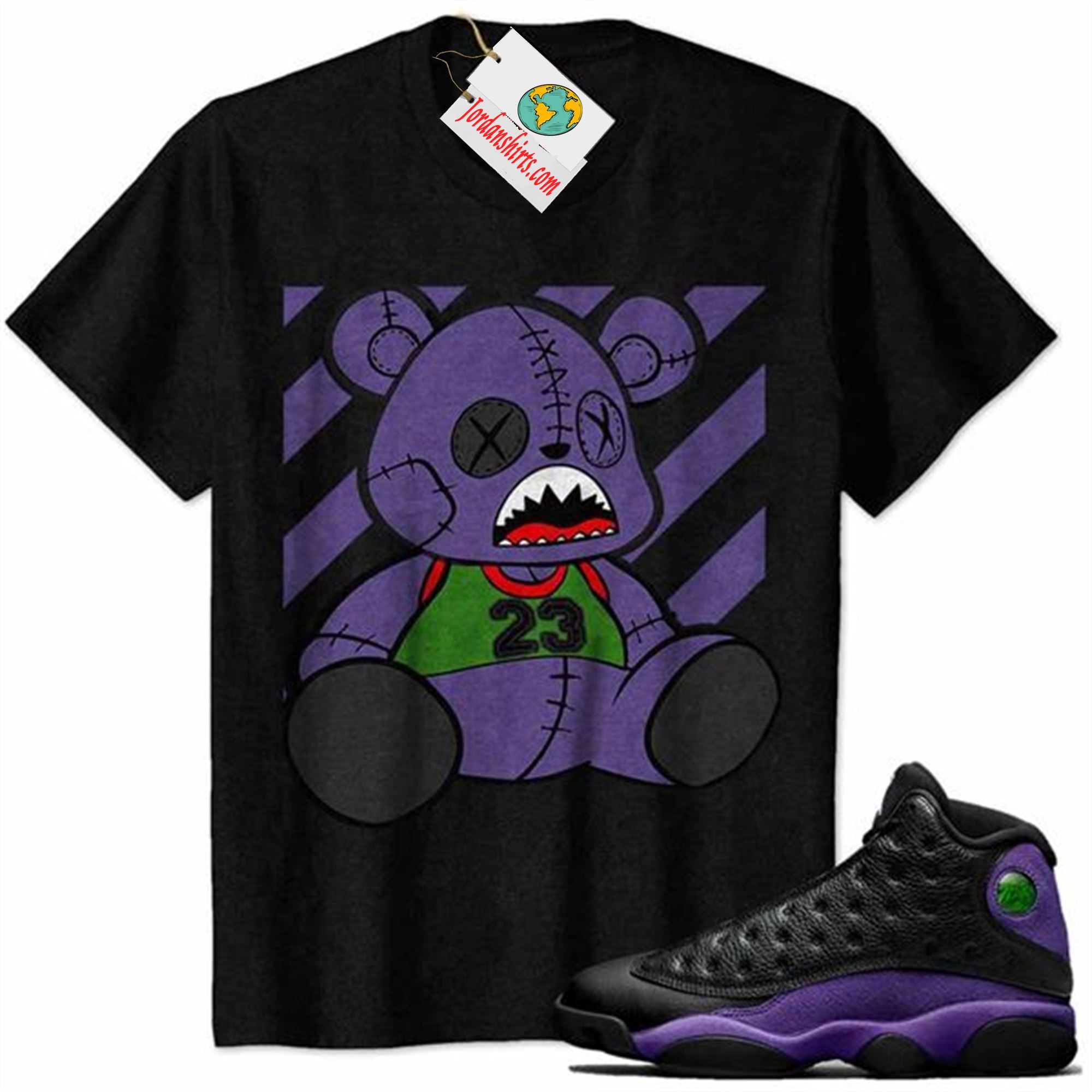 Jordan 13 Shirt, 23 Teddy Black Air Jordan 13 Court Purple 13s Full Size Up To 5xl