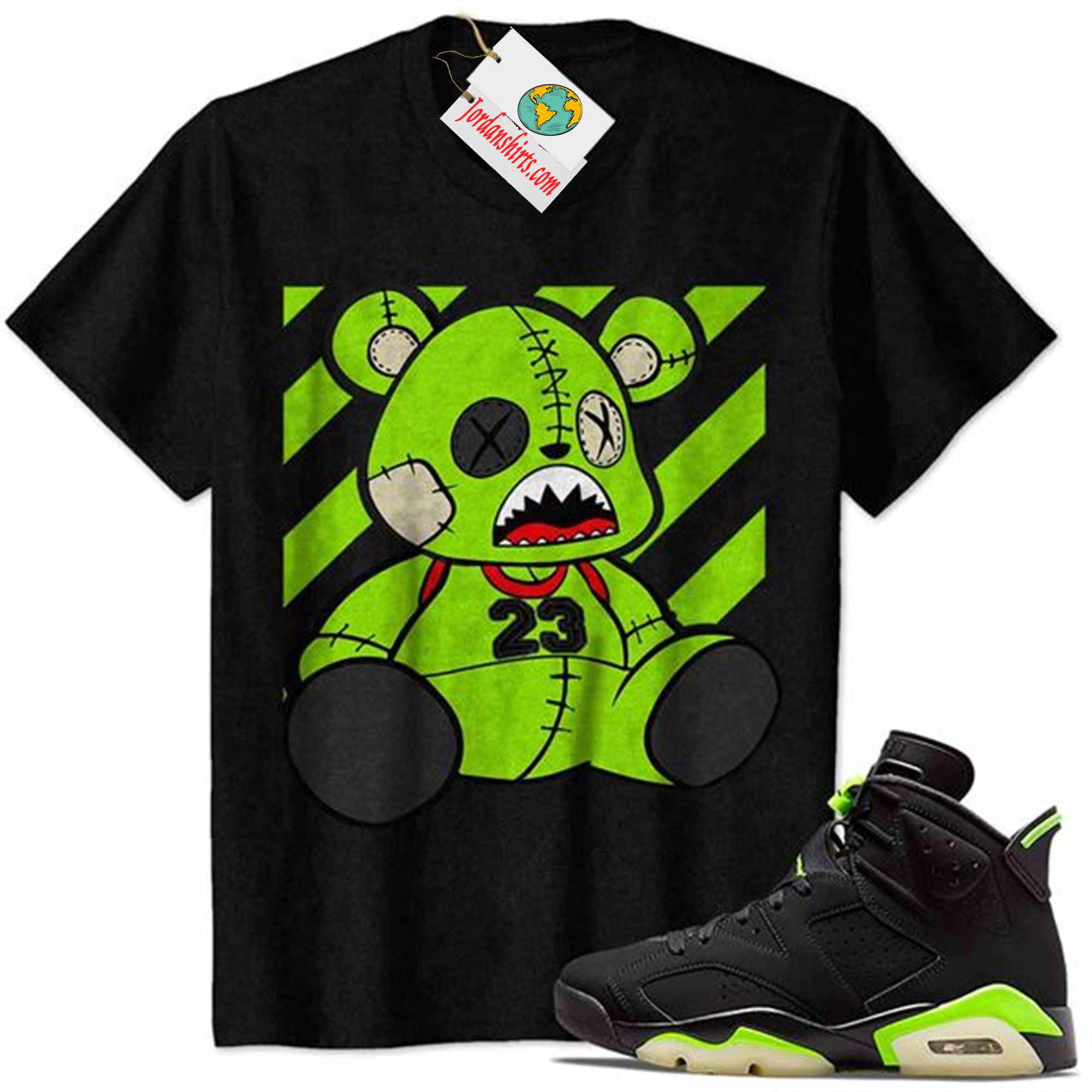 Jordan 6 Shirt, 23 Teddy Black Air Jordan 6 Electric Green 6s Size Up To 5xl