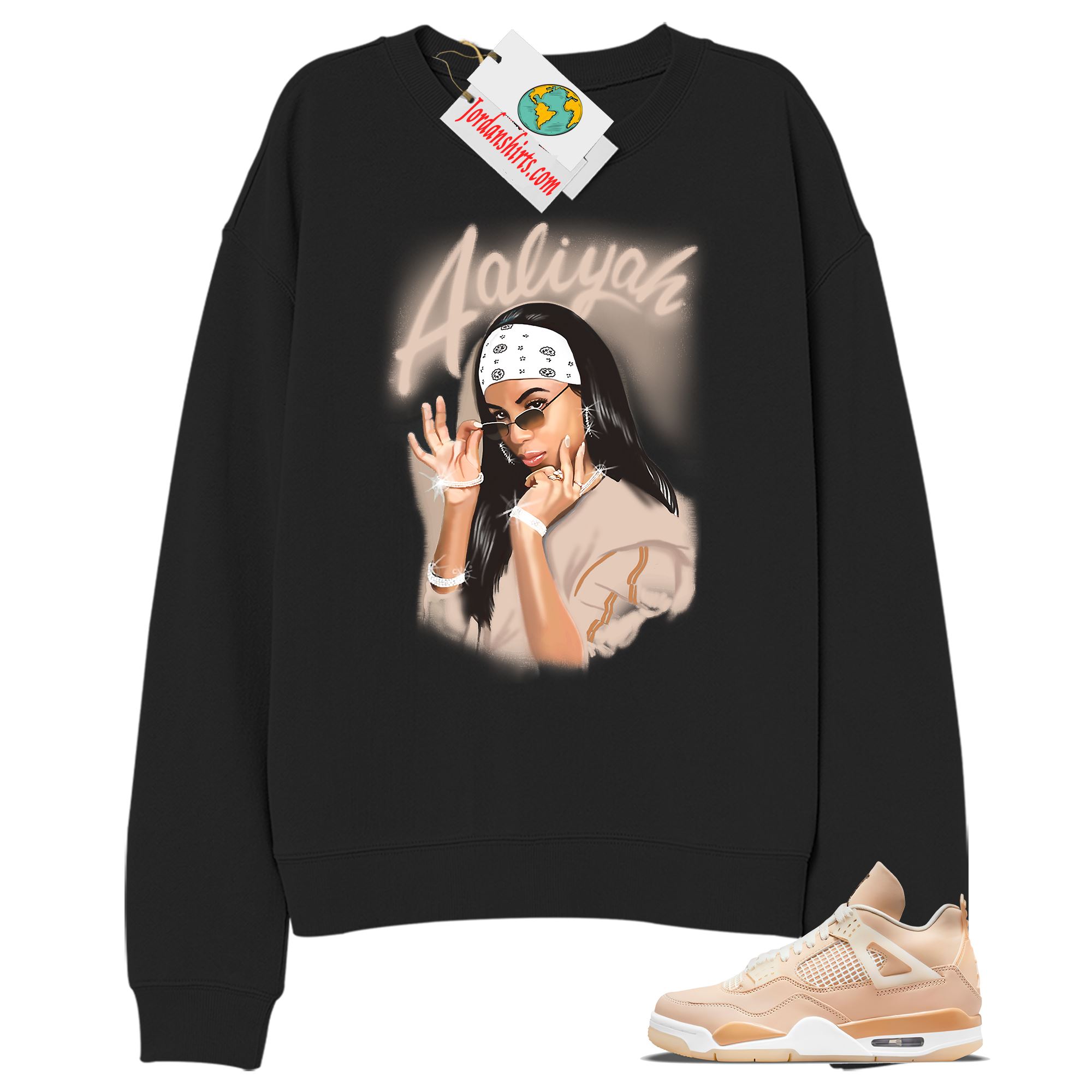 Jordan 4 Sweatshirt, Aaliyah Black Sweatshirt Air Jordan 4 Shimmer 4s Full Size Up To 5xl