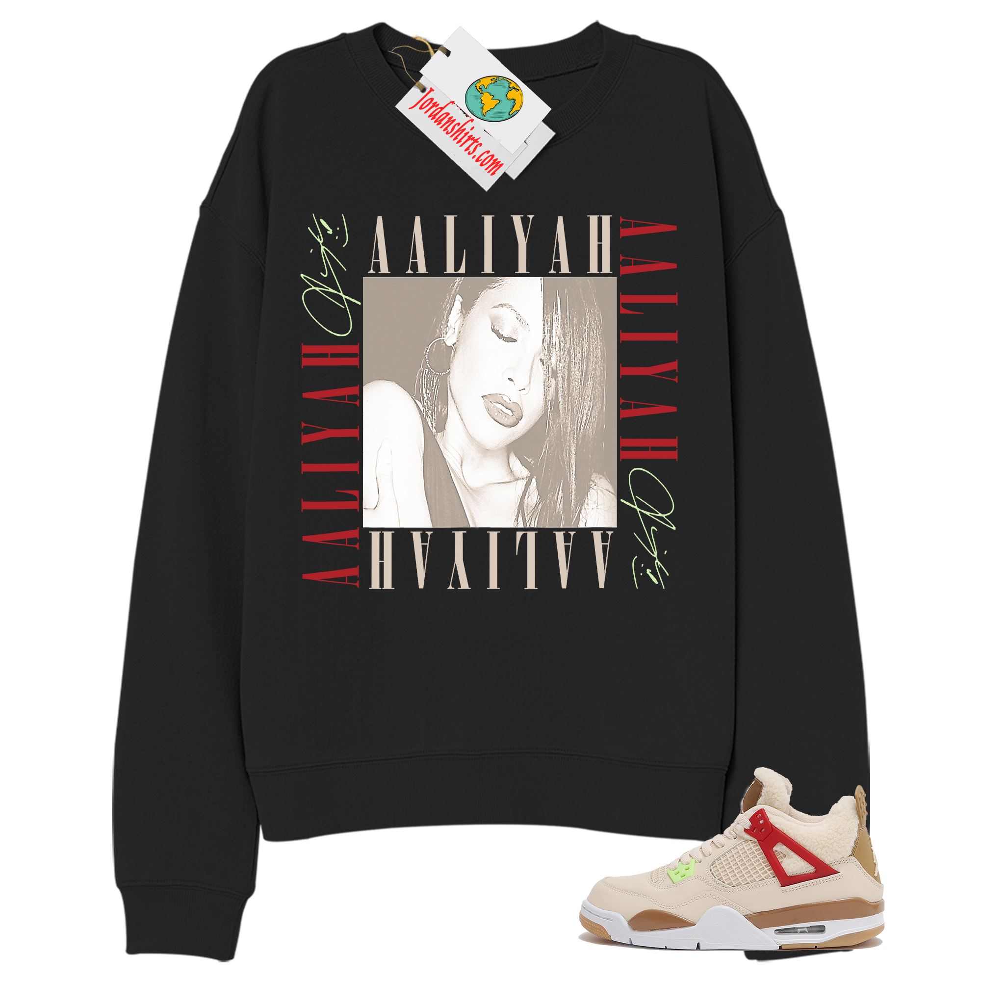 Jordan 4 Sweatshirt, Aaliyah Box Black Sweatshirt Air Jordan 4 Wild Things 4s Size Up To 5xl