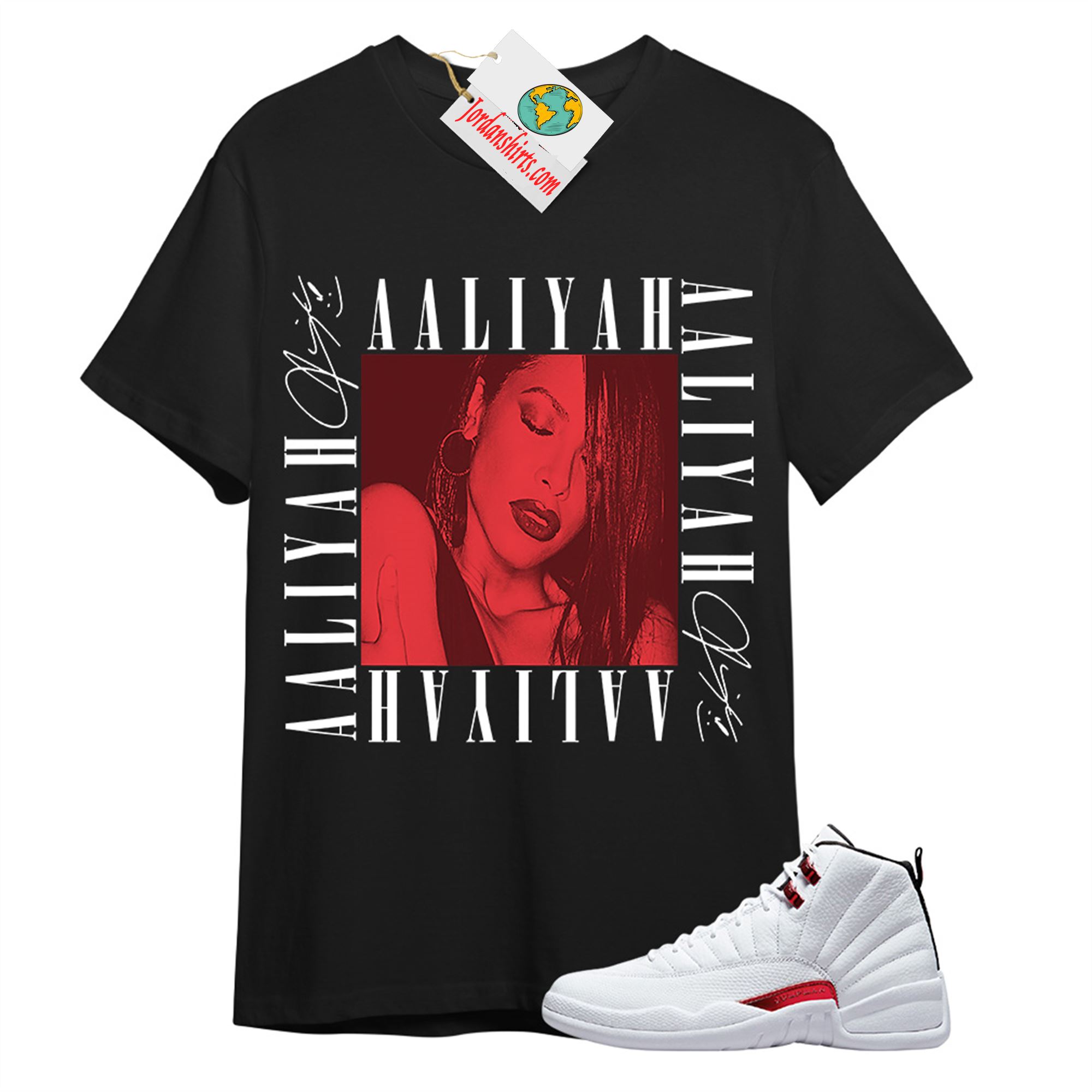 Jordan 12 Shirt, Aaliyah Box Black T-shirt Air Jordan 12 Twist 12s Plus Size Up To 5xl