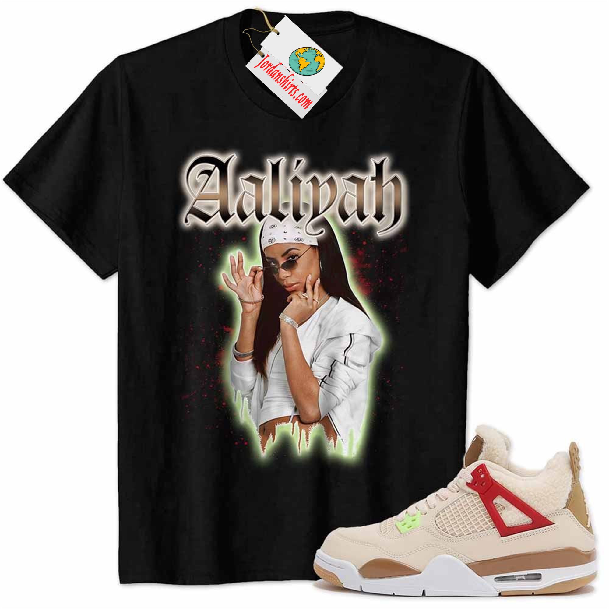 Jordan 4 Shirt, Aaliyah Graphic Black Air Jordan 4 Wild Things 4s Full Size Up To 5xl