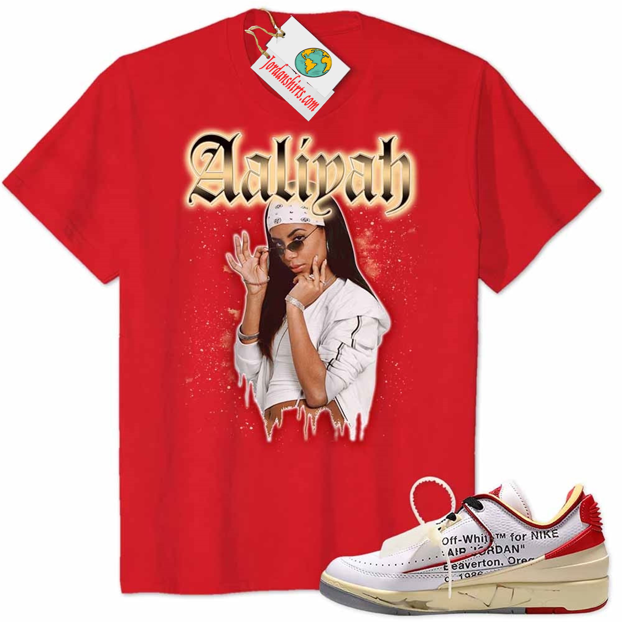 Jordan 2 Shirt, Aaliyah Graphic Red Air Jordan 2 Low White Red Off-white 2s Full Size Up To 5xl