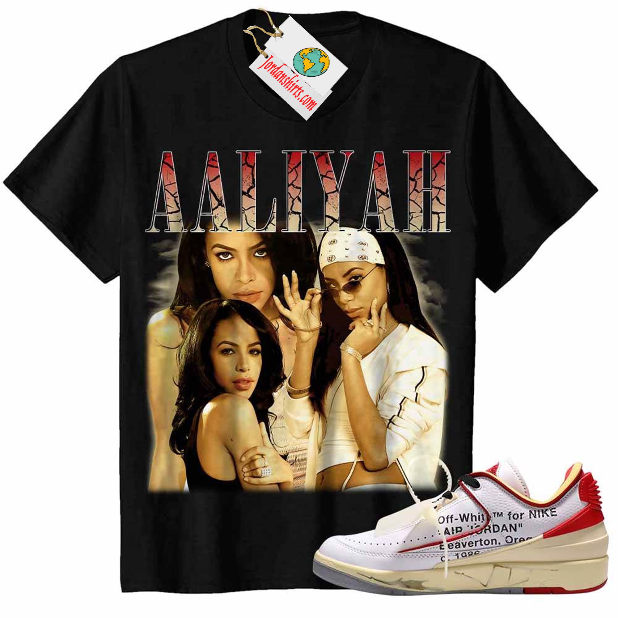 Jordan 2 Shirt, Aaliyah Retro 90s Vintage Raptee Black Air Jordan 2 Low White Red Off-white 2s Plus Size Up To 5xl