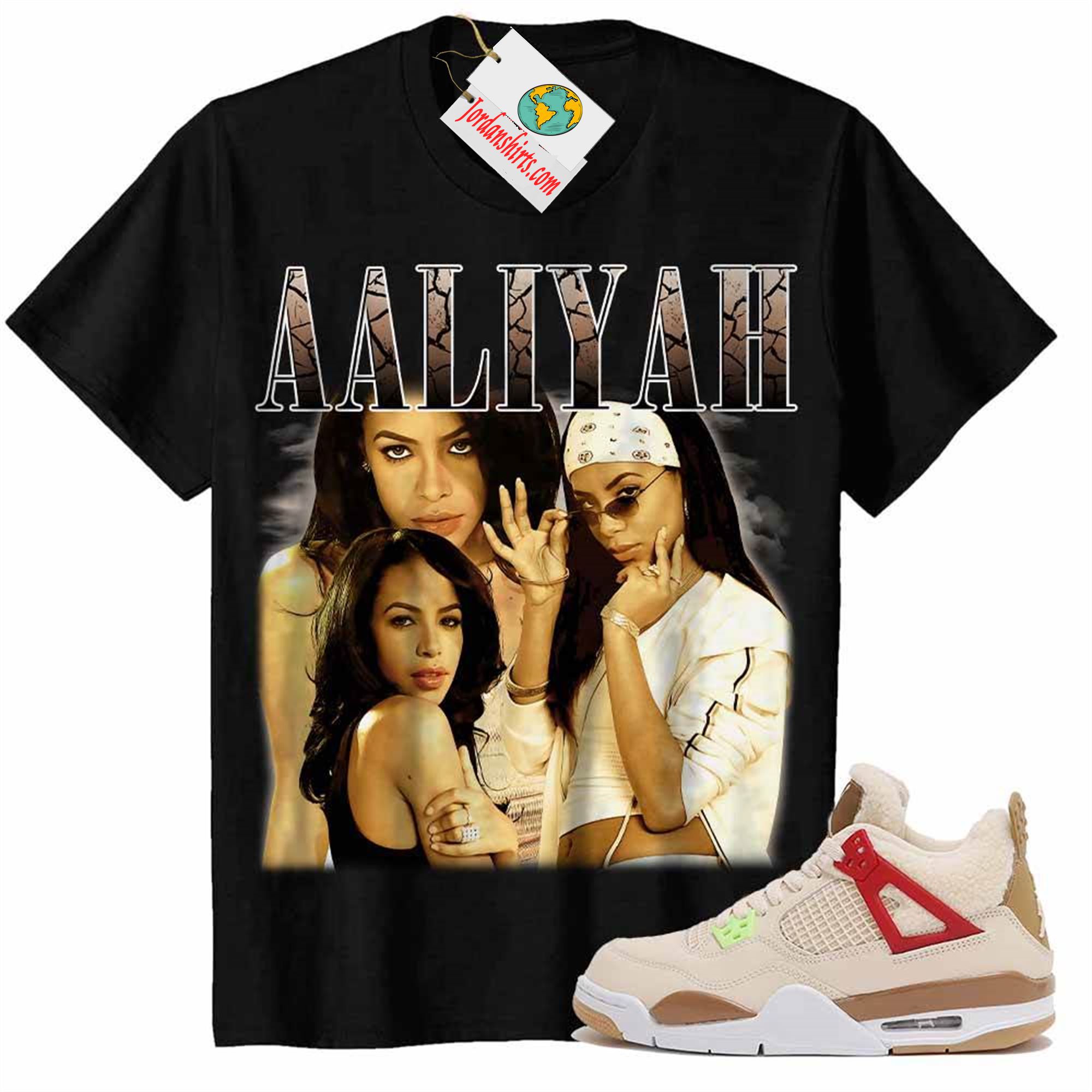Jordan 4 Shirt, Aaliyah Retro 90s Vintage Raptee Black Air Jordan 4 Wild Things 4s Full Size Up To 5xl