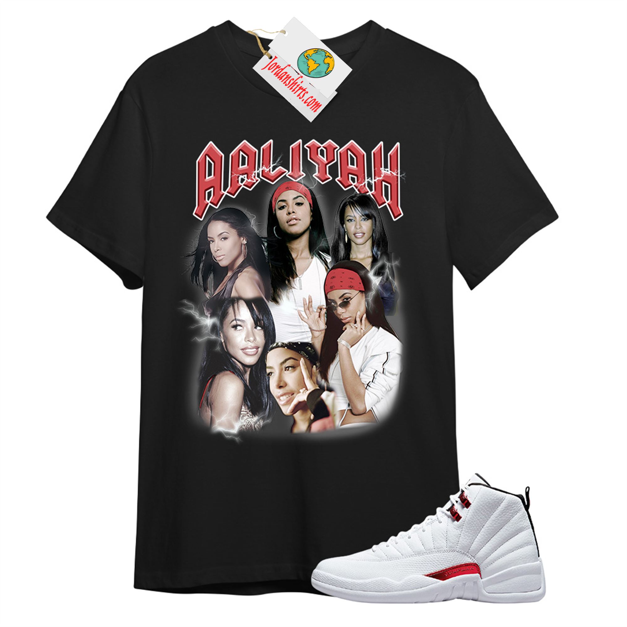 Jordan 12 Shirt, Aaliyah Vintage V2 Black T-shirt Air Jordan 12 Twist 12s Size Up To 5xl