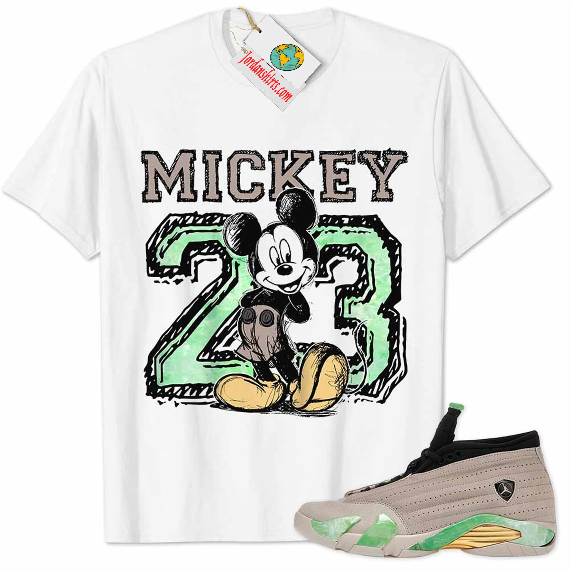 Jordan 14 Shirt, Aleali May Fortune 14s Shirt Mickey 23 Michael Jordan Number Draw White Full Size Up To 5xl