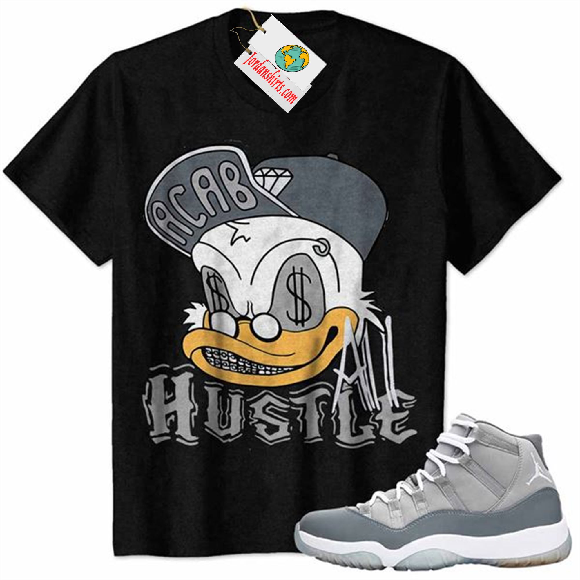 Jordan 11 Shirt, All Hustle Duck Black Air Jordan 11 Cool Grey 11s Size Up To 5xl