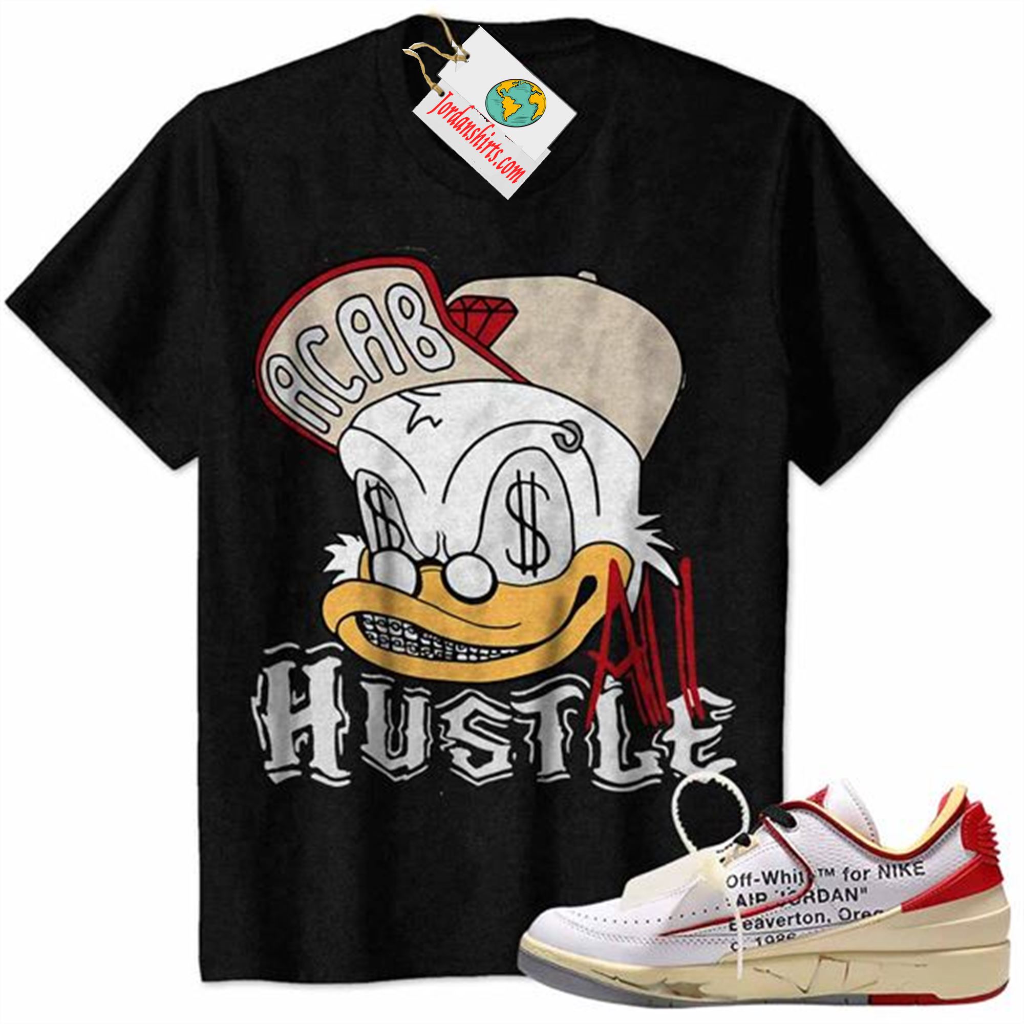 Jordan 2 Shirt, All Hustle Duck Black Air Jordan 2 Low White Red Off-white 2s Size Up To 5xl