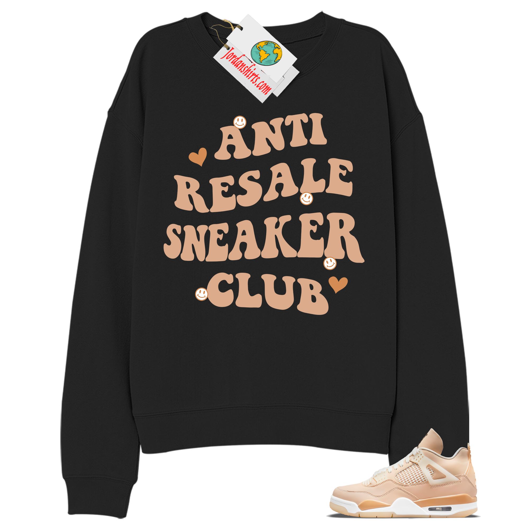 Jordan 4 Sweatshirt, Anti Resale Sneaker Club Black Sweatshirt Air Jordan 4 Shimmer 4s Size Up To 5xl