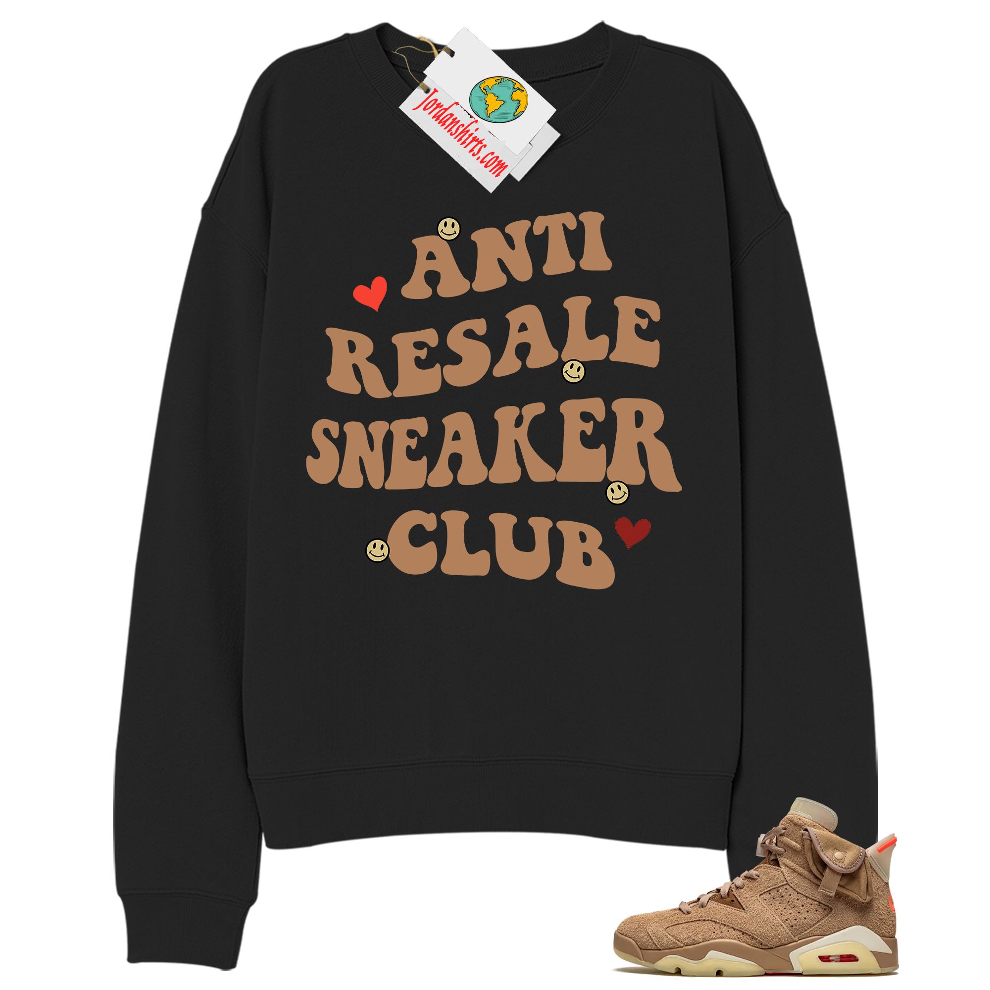Jordan 6 Sweatshirt, Anti Resale Sneaker Club Black Sweatshirt Air Jordan 6 Travis Scott 6s Size Up To 5xl