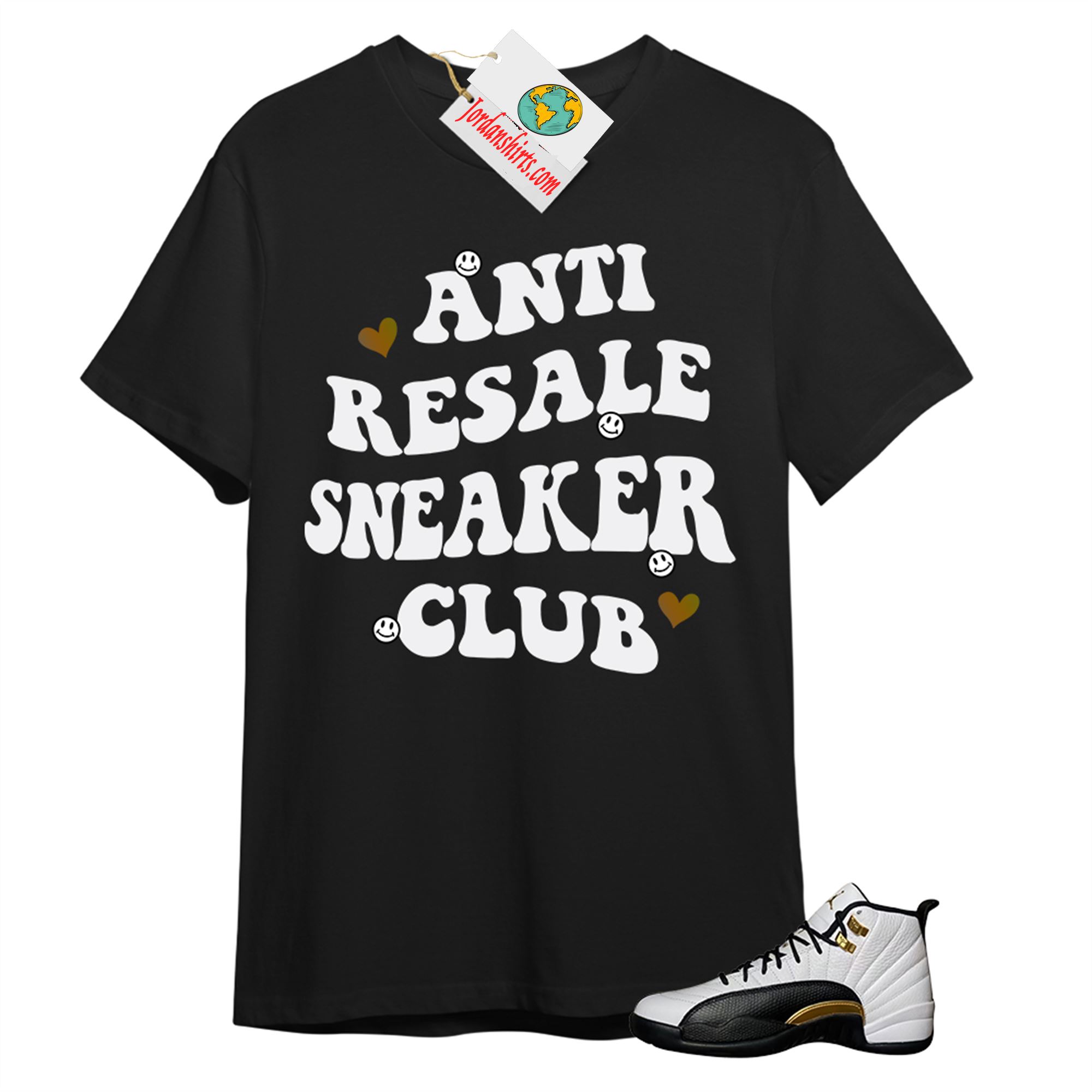 Jordan 12 Shirt, Anti Resale Sneaker Club Black T-shirt Air Jordan 12 Royalty 12s Full Size Up To 5xl