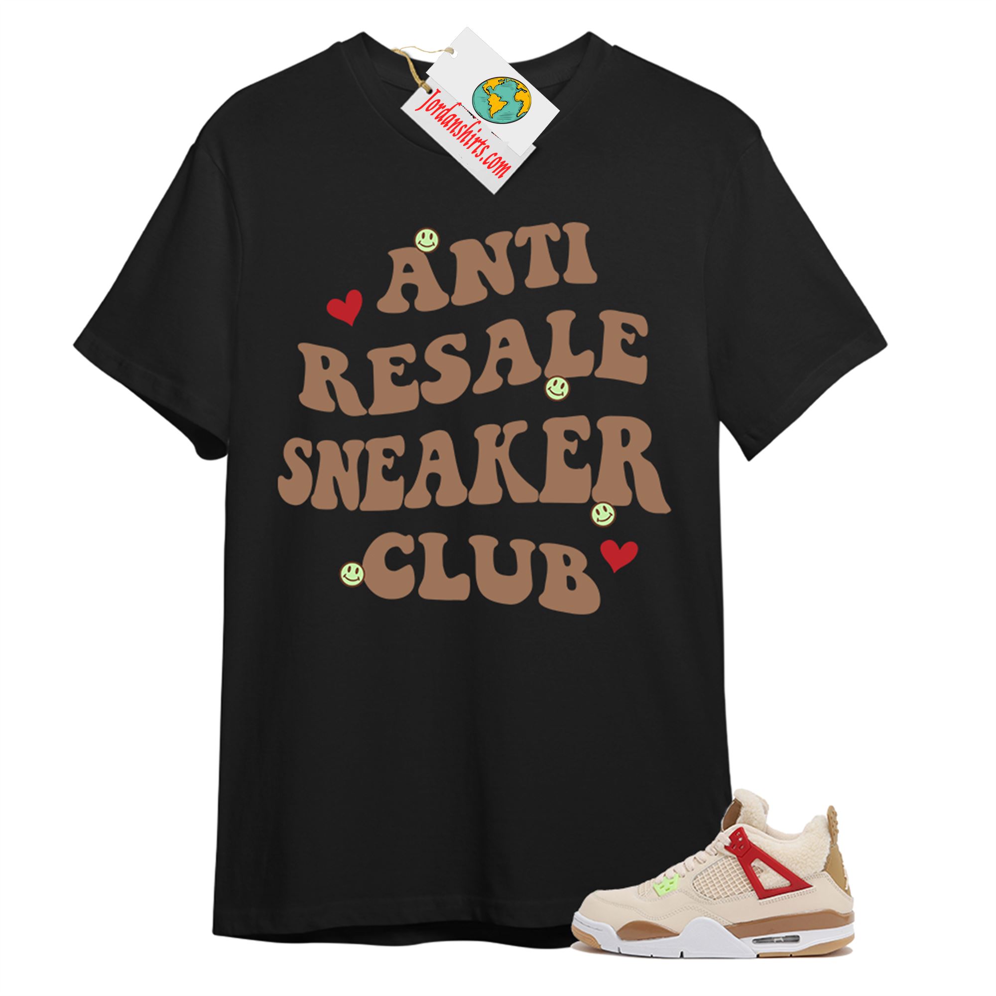 Jordan 4 Shirt, Anti Resale Sneaker Club Black T-shirt Air Jordan 4 Wild Things 4s Full Size Up To 5xl