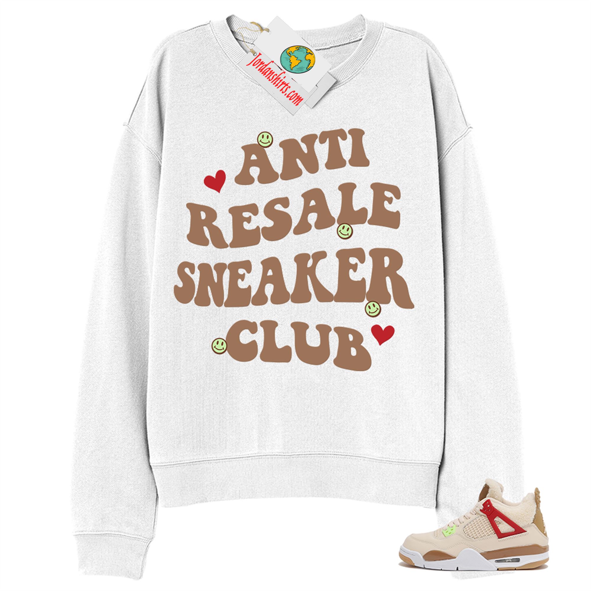 Jordan 4 Sweatshirt, Anti Resale Sneaker Club White Sweatshirt Air Jordan 4 Wild Things 4s Full Size Up To 5xl