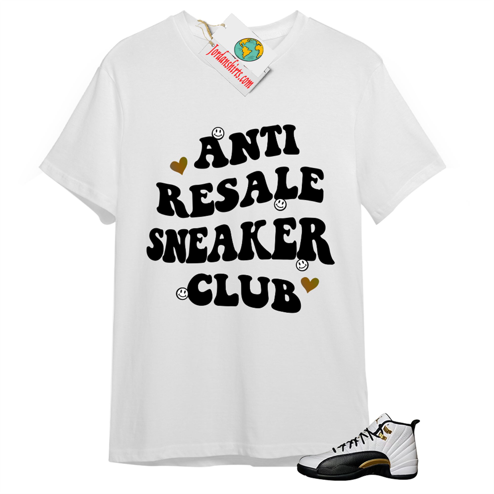 Jordan 12 Shirt, Anti Resale Sneaker Club White T-shirt Air Jordan 12 Royalty 12s Plus Size Up To 5xl