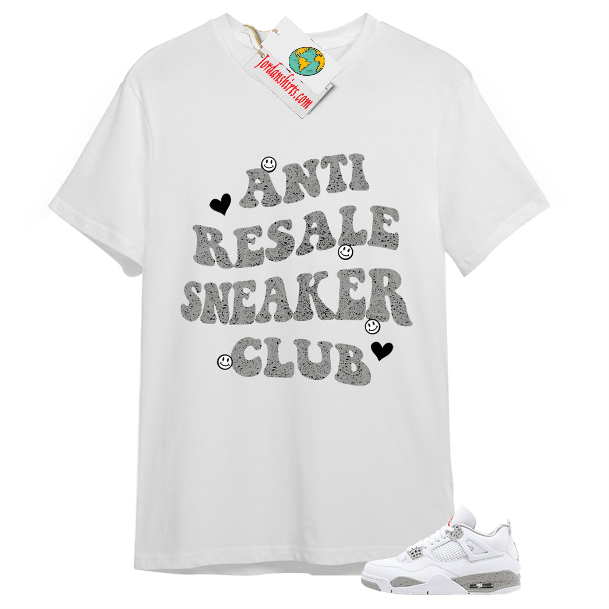 Jordan 4 Shirt, Anti Resale Sneaker Club White T-shirt Air Jordan 4 White Oreo 4s Size Up To 5xl