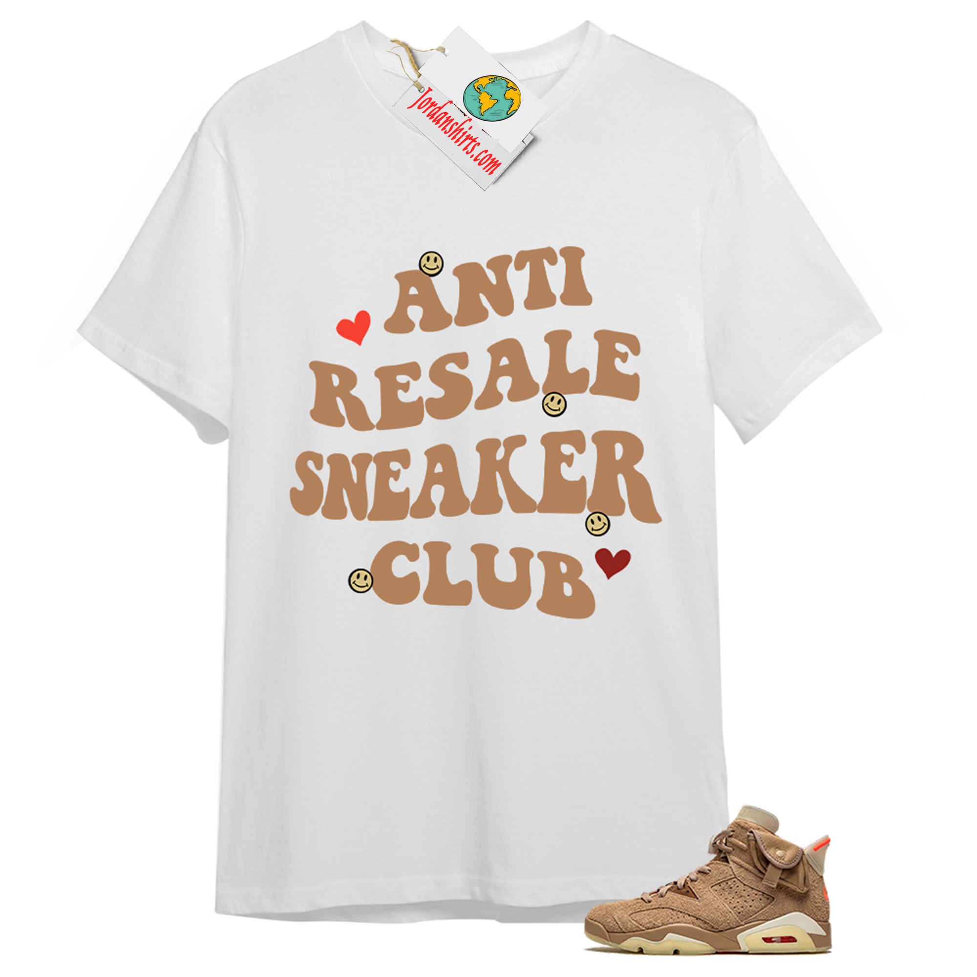 Jordan 6 Shirt, Anti Resale Sneaker Club White T-shirt Air Jordan 6 Travis Scott 6s Size Up To 5xl