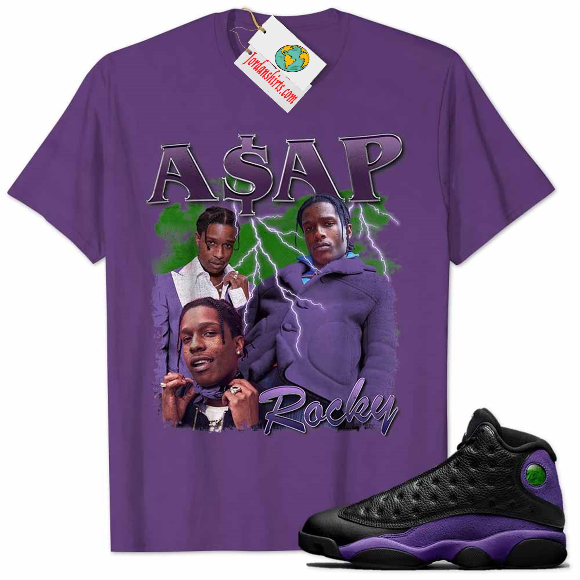 Jordan 13 Shirt, Asap Rocky Rapper Vintage 90s Purple Air Jordan 13 Court Purple 13s Full Size Up To 5xl