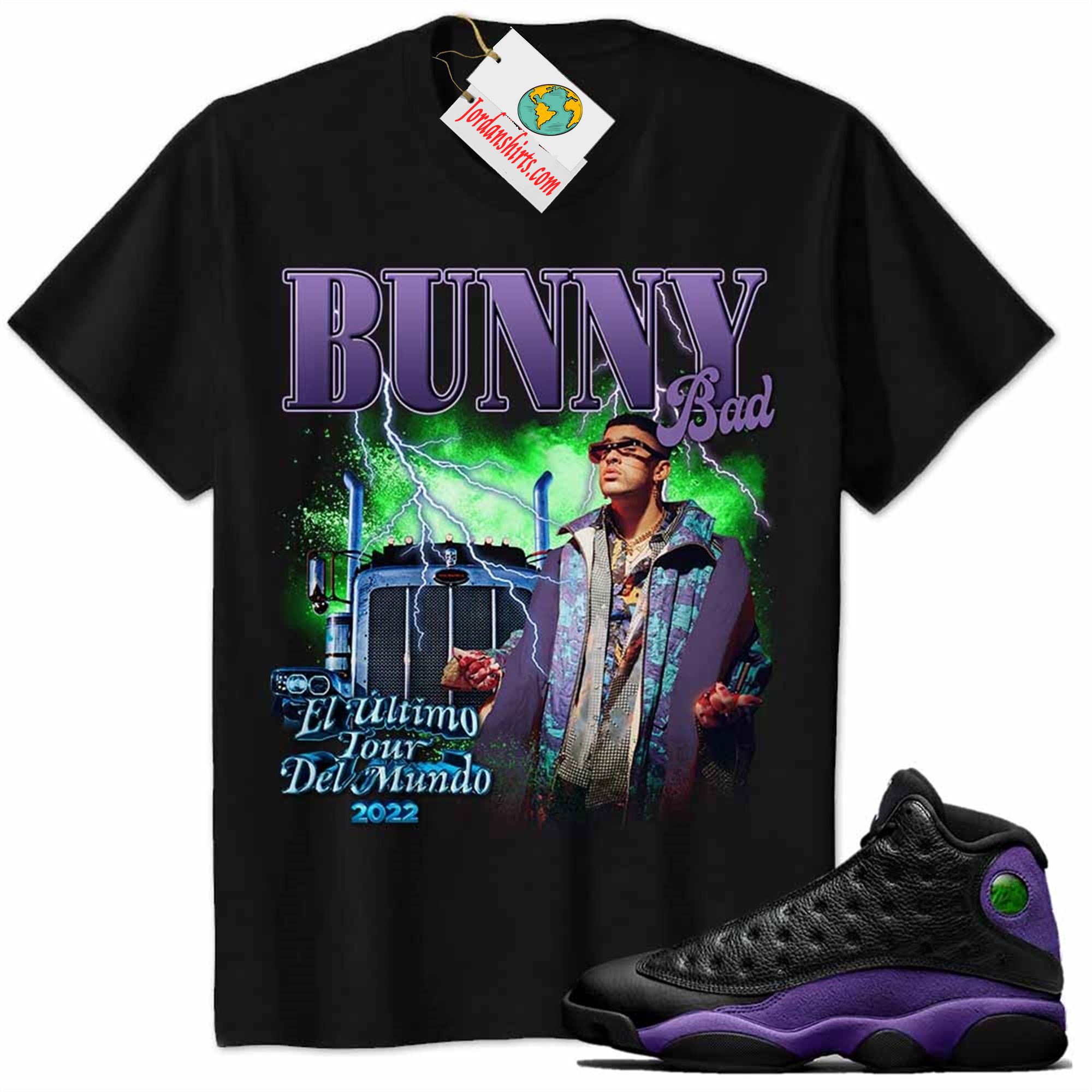 Jordan 13 Shirt, Bad Bunny 2022 Black Air Jordan 13 Court Purple 13s Full Size Up To 5xl