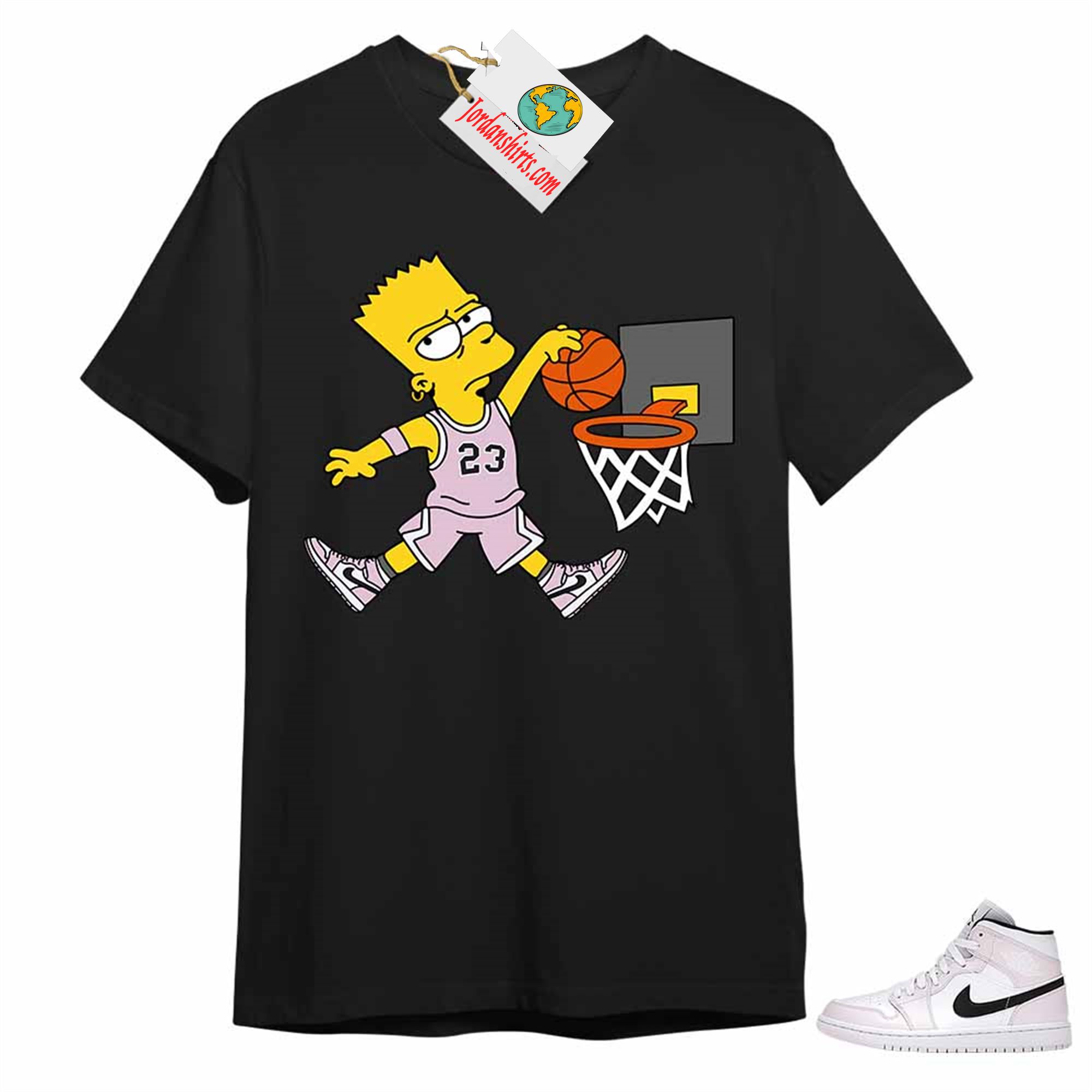 Jordan 1 Shirt, Bart Simpson Slam Dunk Basketball Black Air Jordan 1 Barely Rose 1s Size Up To 5xl