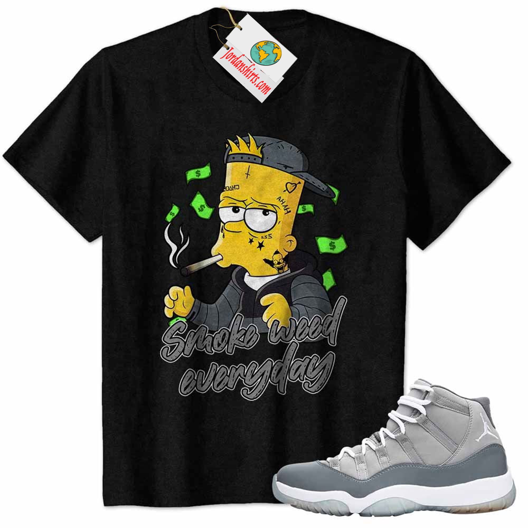 Jordan 11 Shirt, Bart Simpson Smoke Weed Everyday Black Air Jordan 11 Cool Grey 11s Full Size Up To 5xl