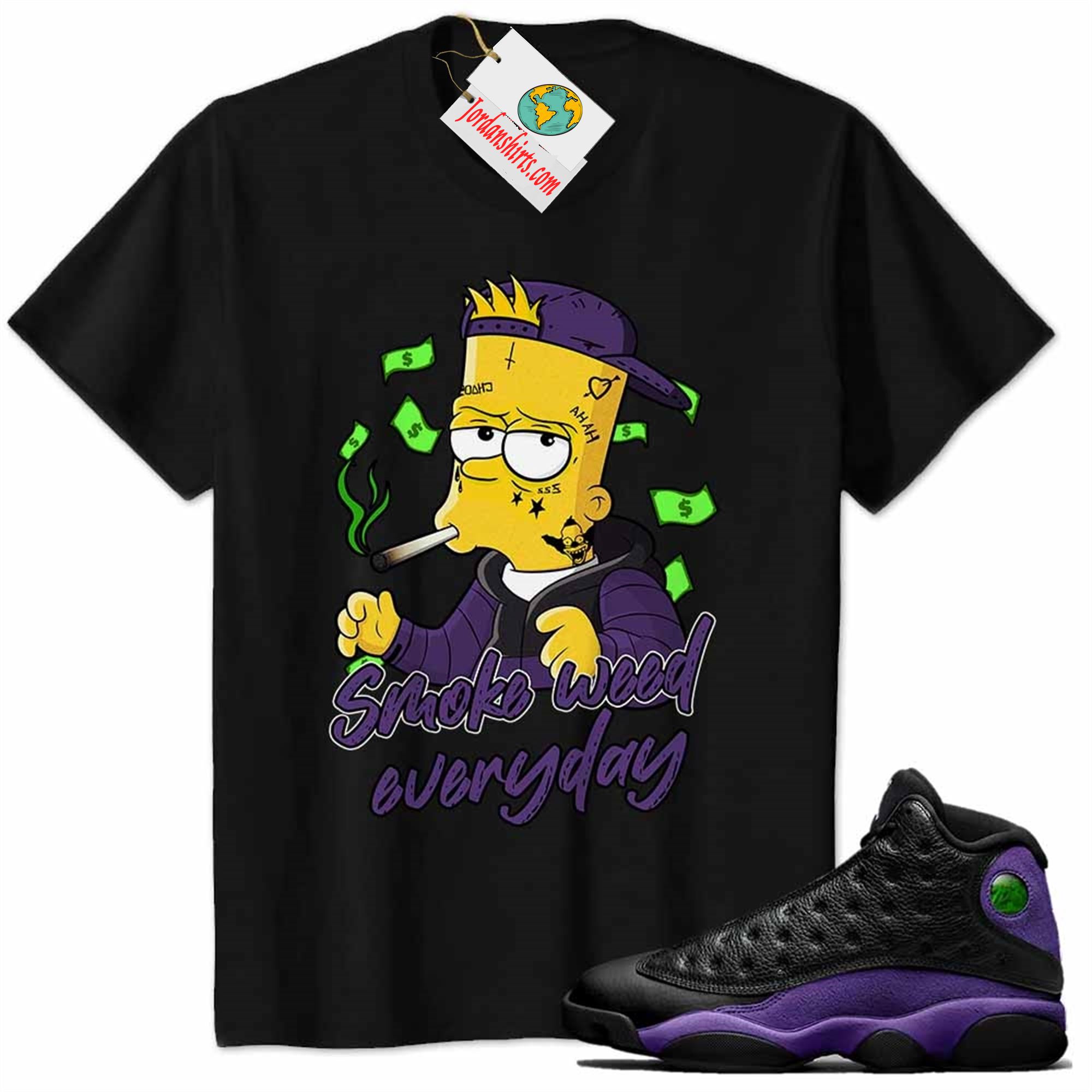 Jordan 13 Shirt, Bart Simpson Smoke Weed Everyday Black Air Jordan 13 Court Purple 13s Plus Size Up To 5xl