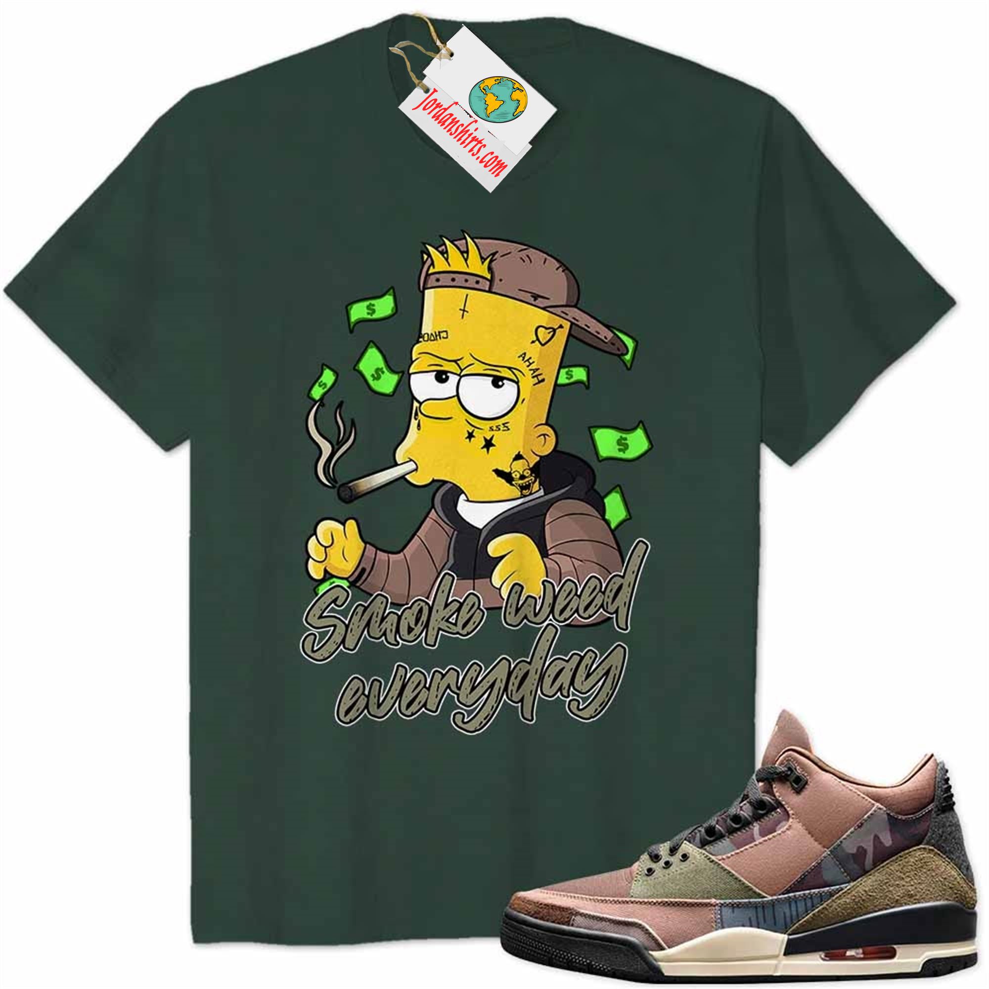Jordan 3 Shirt, Bart Simpson Smoke Weed Everyday Forest Air Jordan 3 Patchwork 3s Size Up To 5xl