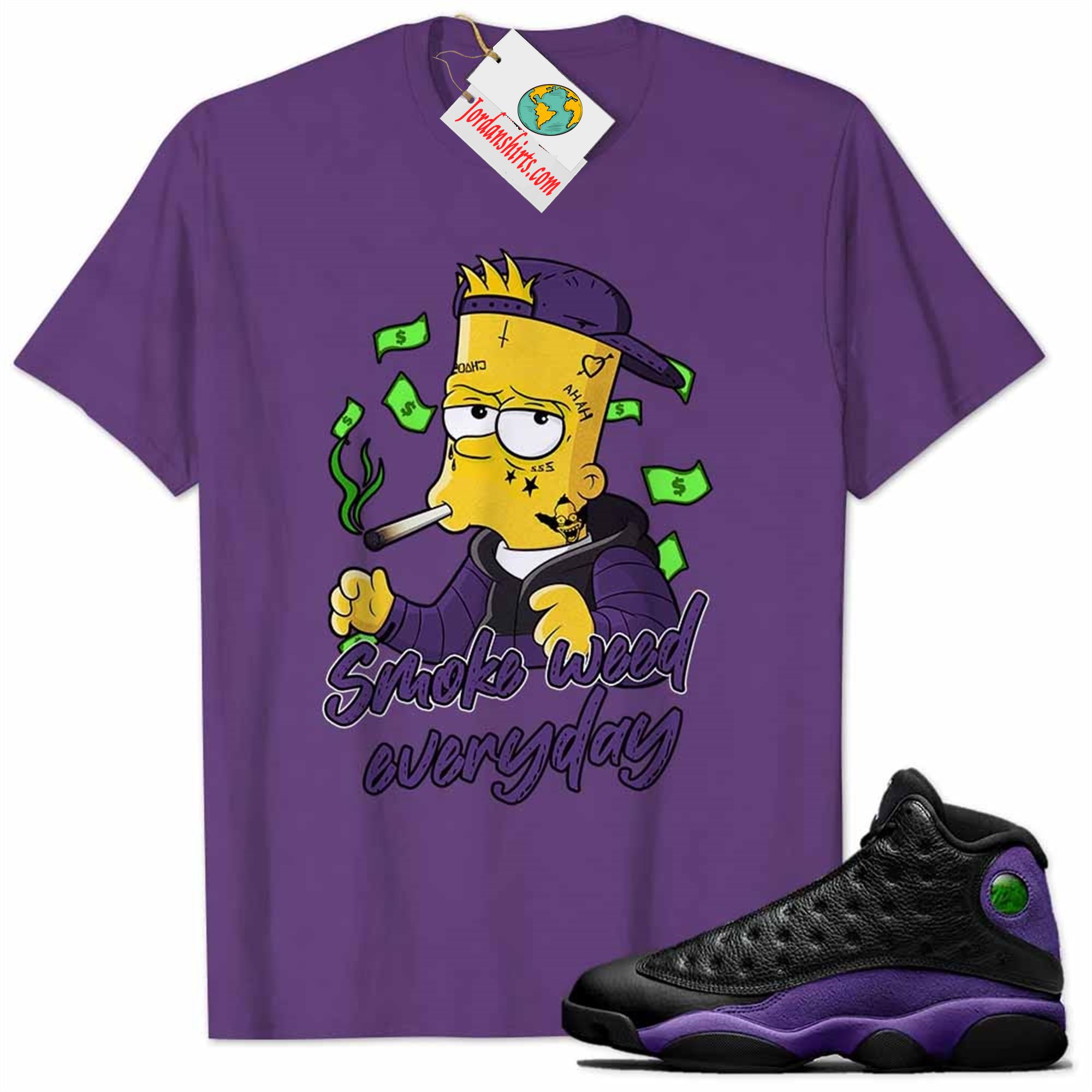 Jordan 13 Shirt, Bart Simpson Smoke Weed Everyday Purple Air Jordan 13 Court Purple 13s Plus Size Up To 5xl