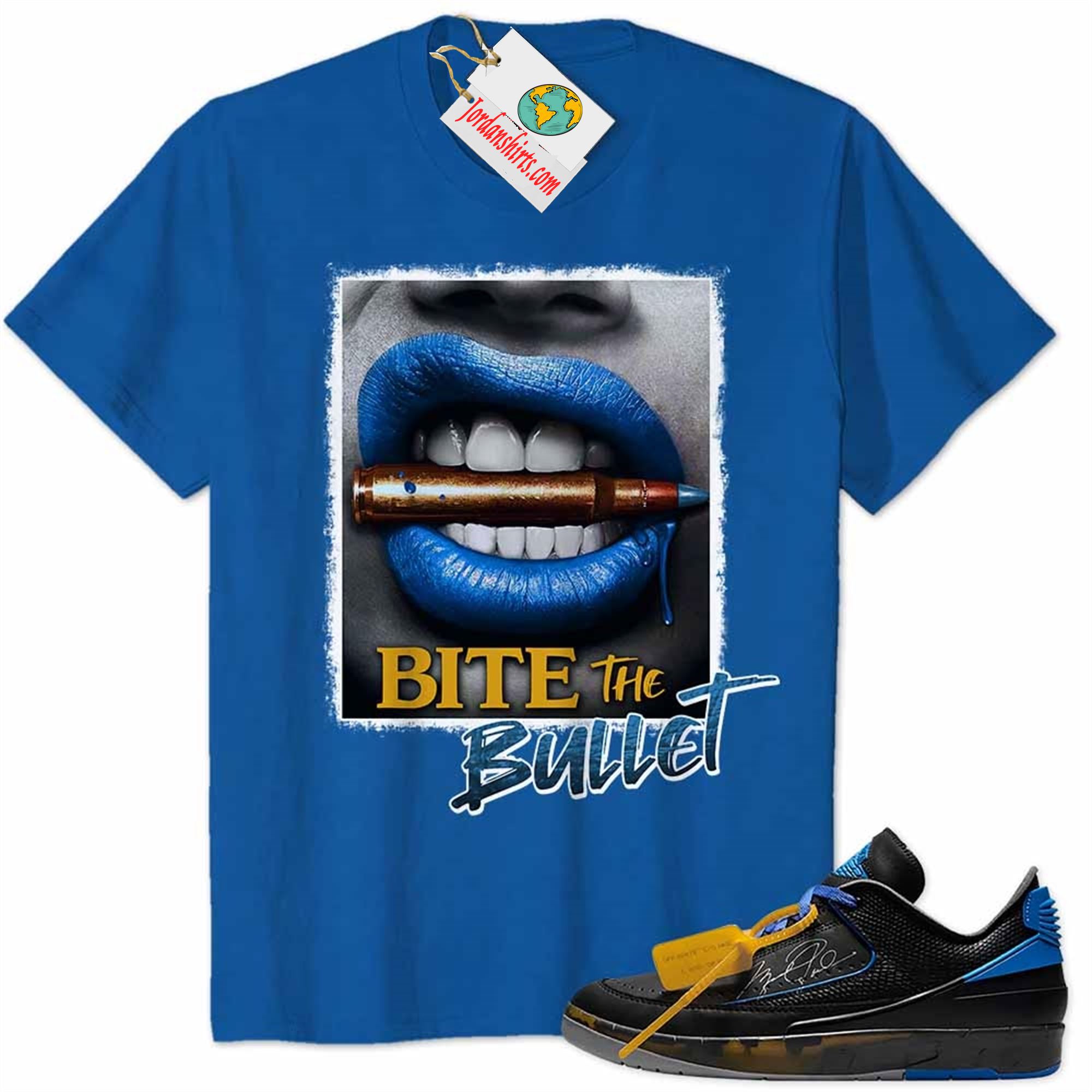 Jordan 2 Shirt, Bite The Bullet Sexy Girl Blue Air Jordan 2 Low X Off-white Black And Varsity Royal 2s Size Up To 5xl