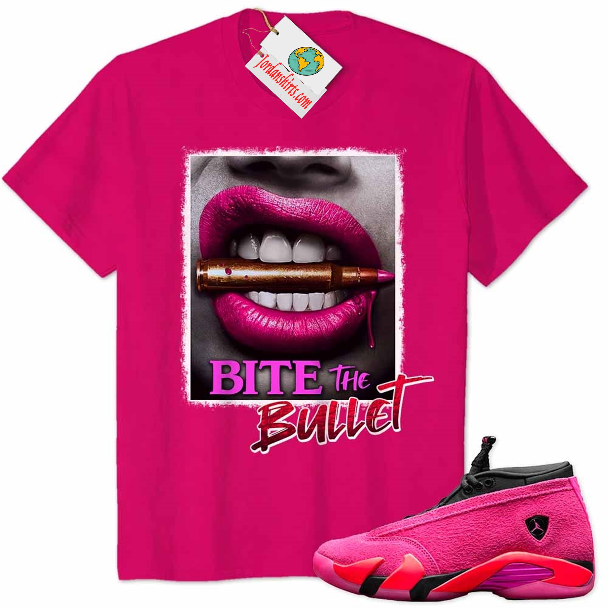 Jordan 14 Shirt, Bite The Bullet Sexy Girl Heliconia Air Jordan 14 Wmns Shocking Pink 14s Plus Size Up To 5xl