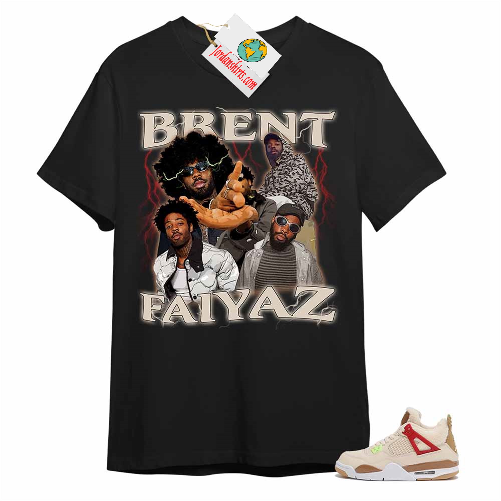 Jordan 4 Shirt, Brent Faiyaz Retro Vintage 90s Hip Hop Raptees Black T-shirt Air Jordan 4 Wild Things 4s Full Size Up To 5xl
