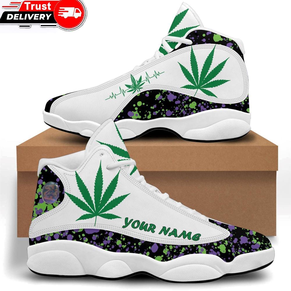 Jd 13 Shoes, Cannabis Air Jd 13 Jd13 Custom Marijuana Heartbeat Sneakers Psychedelic Sneakers Hippie Shoes