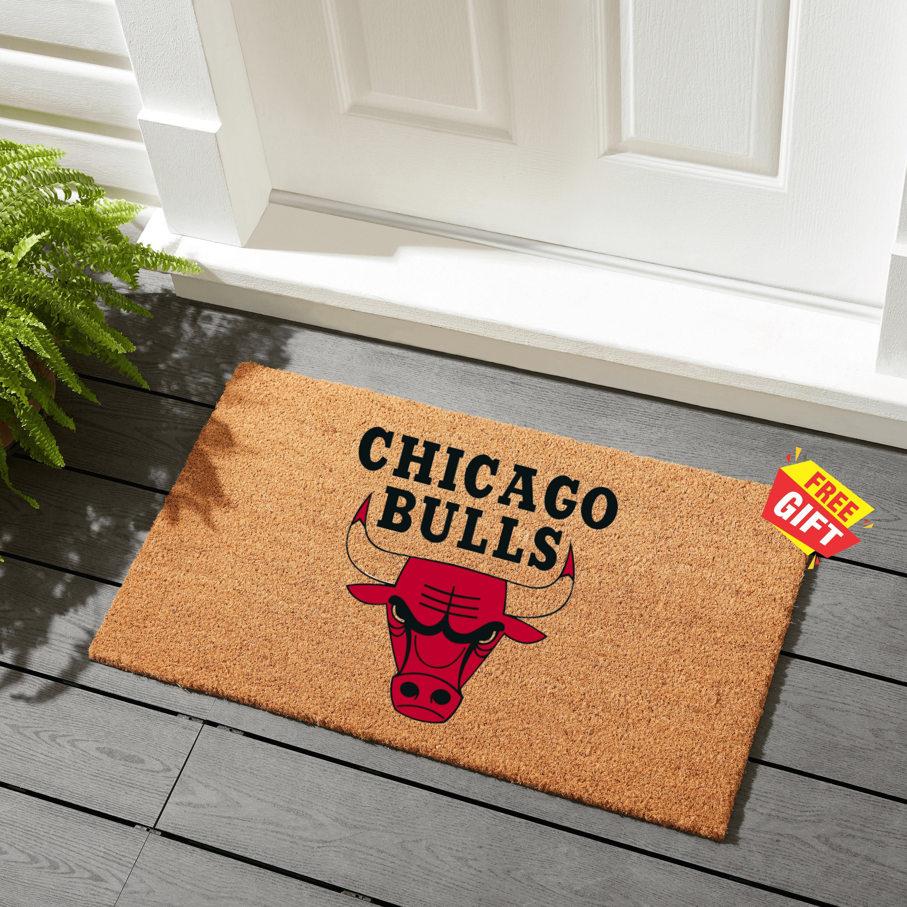 Custom Square Rug| Chicago Bulls Doormat Chicago Bulls Mat Home Decor Nba Doormat Nba Print Mat Coir Doormat Gift For Her Chicago Bulls Gift - Jordan Area Rug