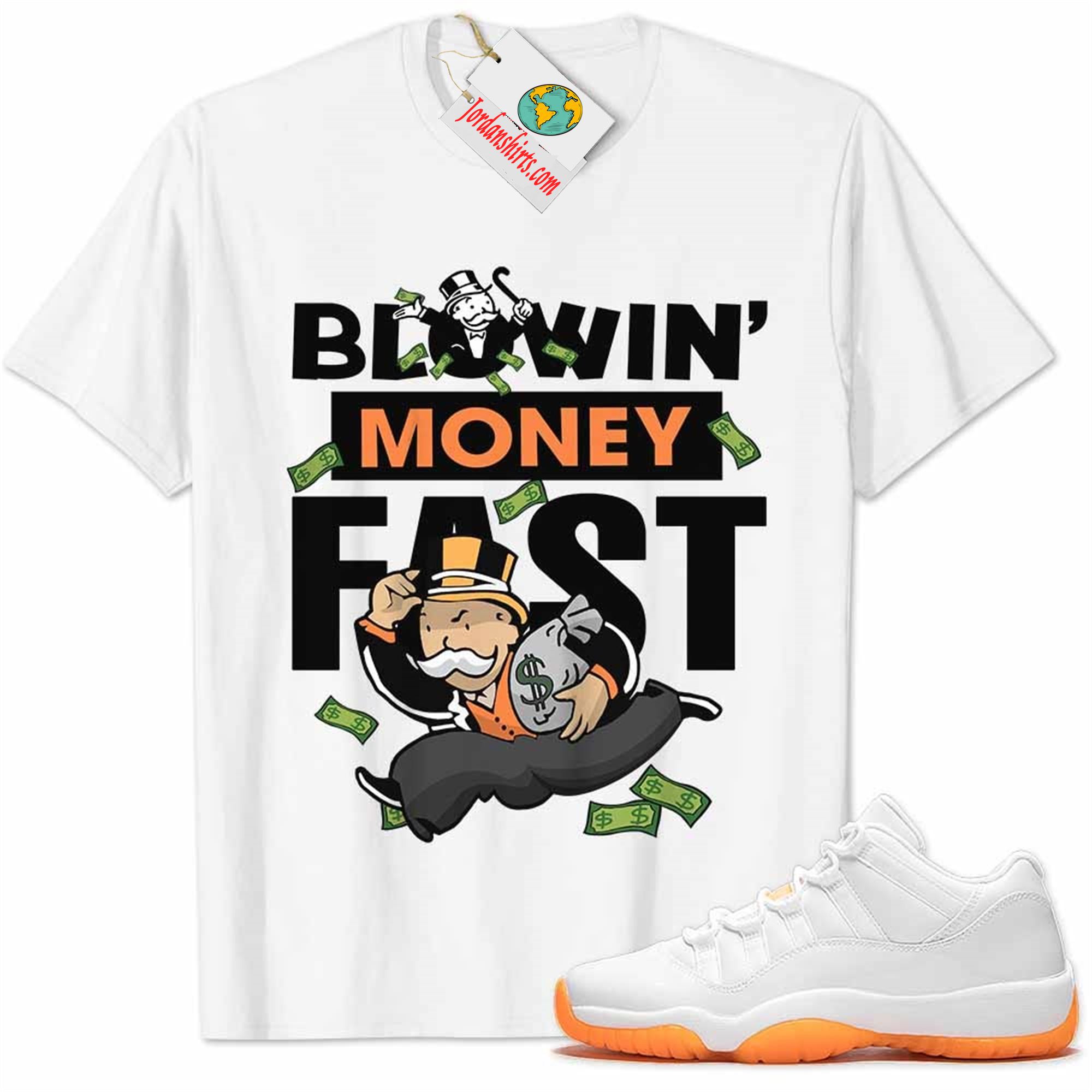 Jordan 11 Shirt, Citrus 11s Shirt Blowin Money Fast Mr Monopoly White Size Up To 5xl
