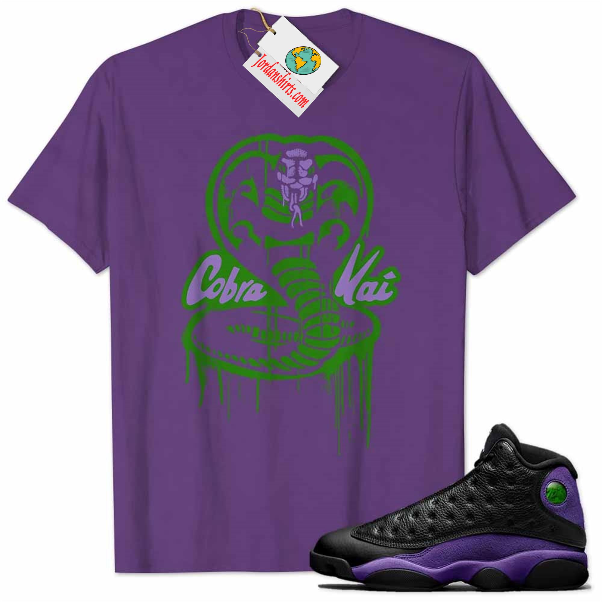 Jordan 13 Shirt, Cobra Kai No Mercy Melt Purple Air Jordan 13 Court Purple 13s Plus Size Up To 5xl