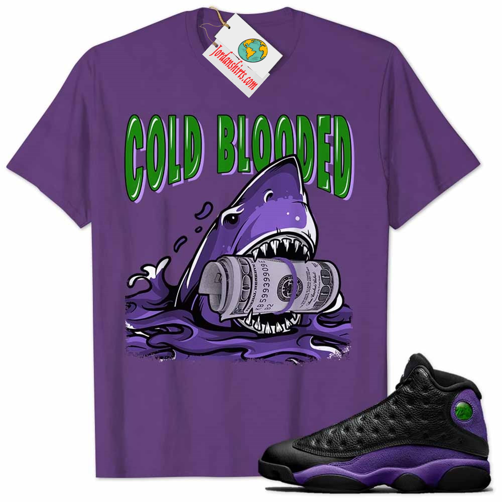 Jordan 13 Shirt, Cold Blooded Shark Purple Air Jordan 13 Court Purple 13s Size Up To 5xl