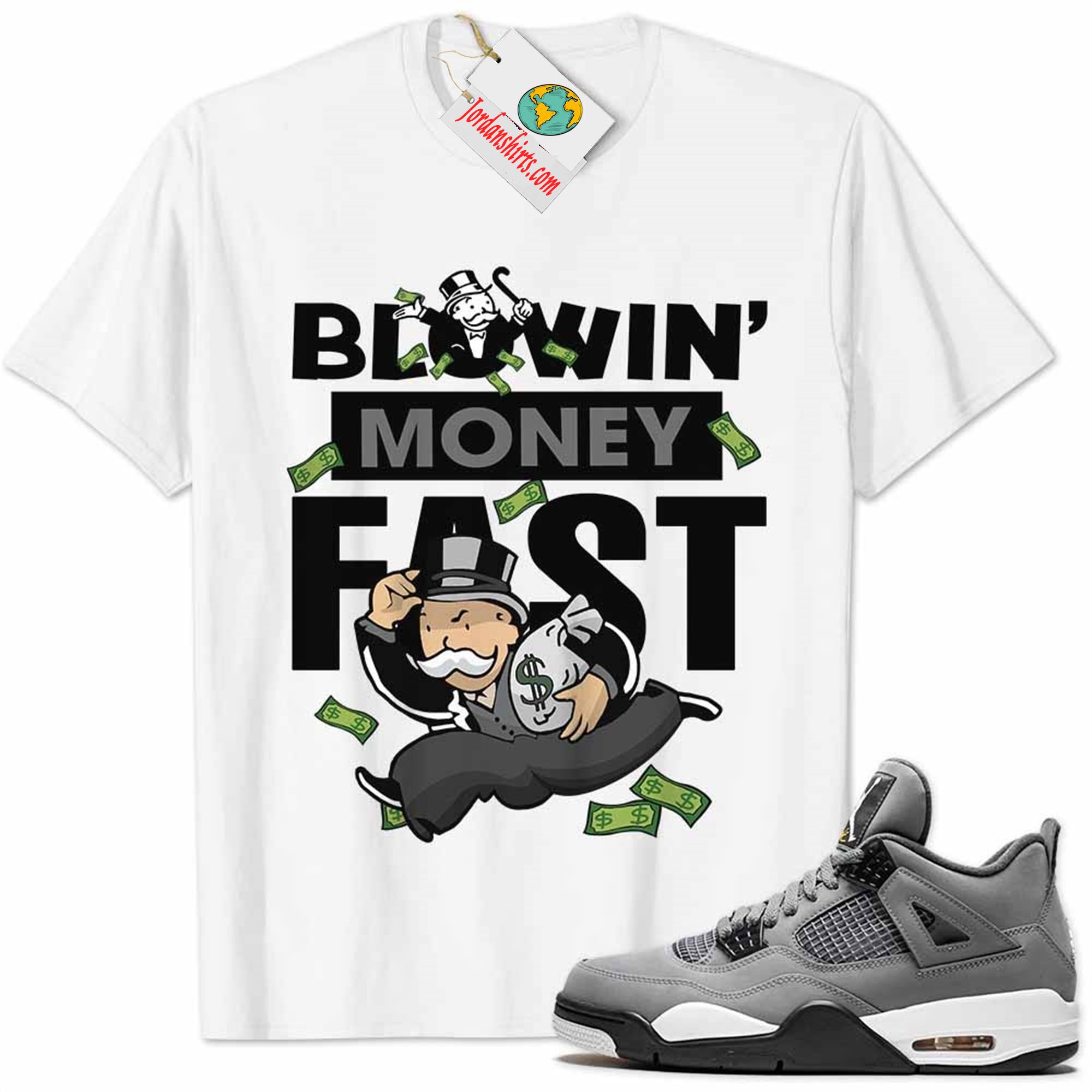 Jordan 4 Shirt, Cool Grey 4s Shirt Blowin Money Fast Mr Monopoly White Size Up To 5xl