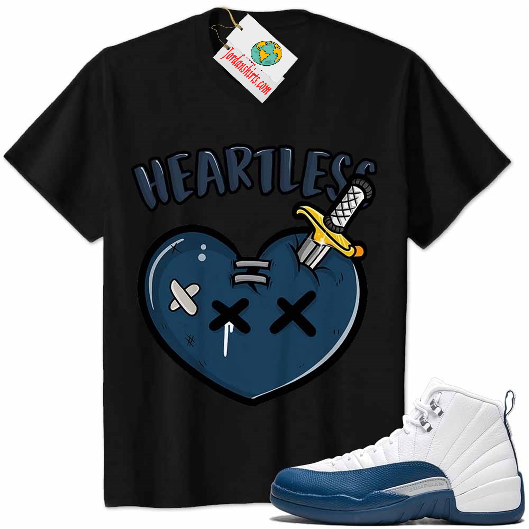 Jordan 12 Shirt, Crying Heart Heartless Black Air Jordan 12 French Blue 12s Full Size Up To 5xl