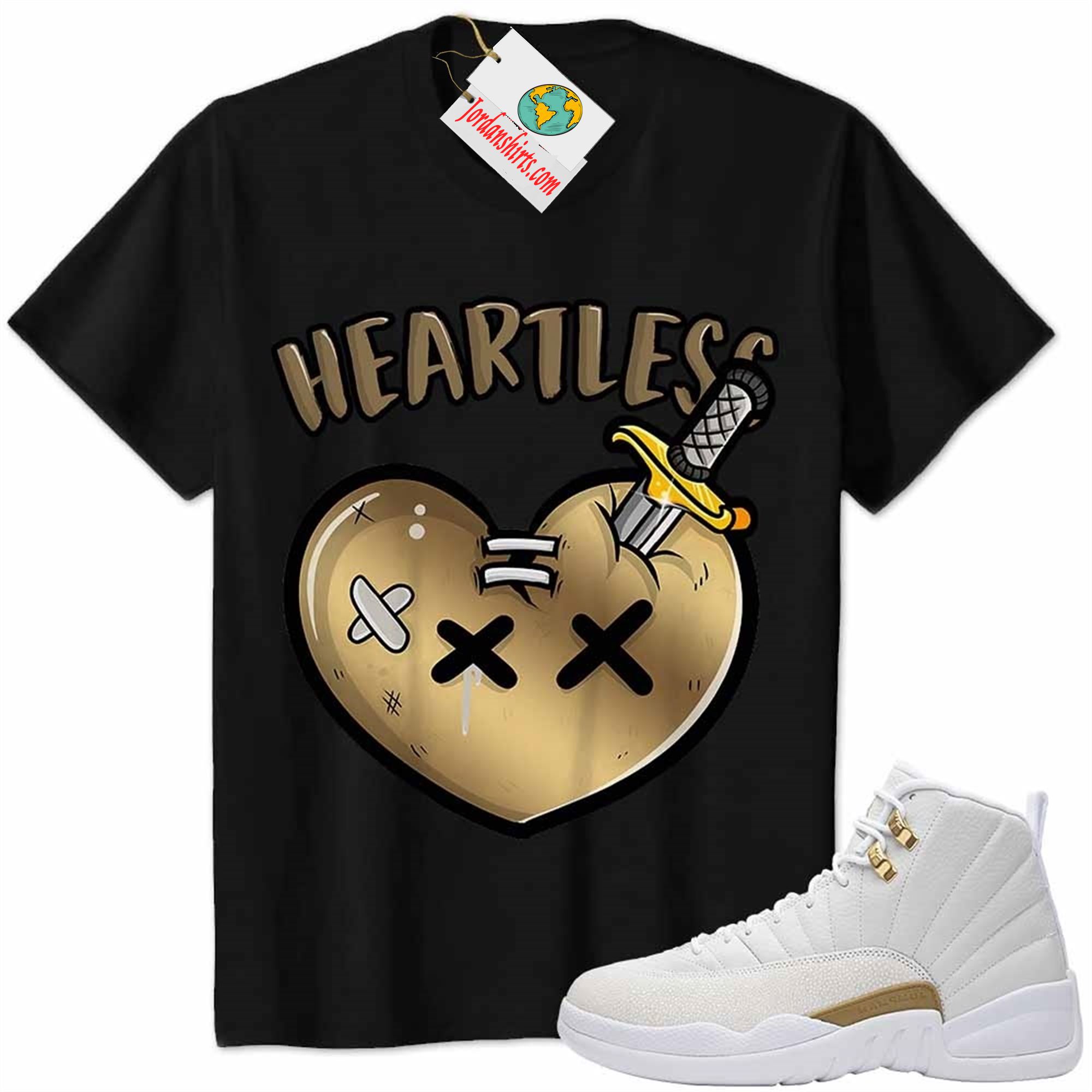 Jordan 12 Shirt, Crying Heart Heartless Black Air Jordan 12 Ovo 12s Plus Size Up To 5xl