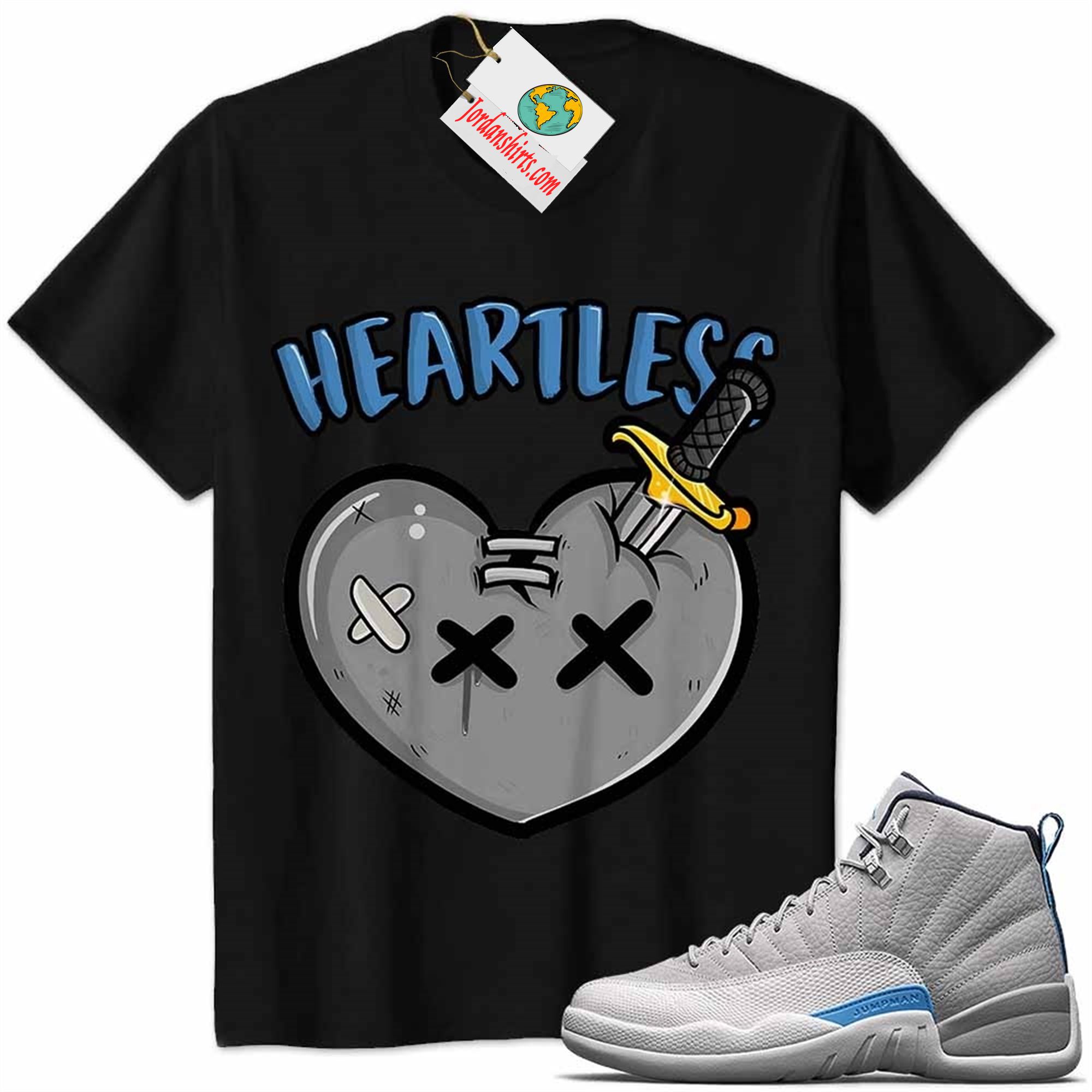 Jordan 12 Shirt, Crying Heart Heartless Black Air Jordan 12 Wolf Grey 12s Full Size Up To 5xl