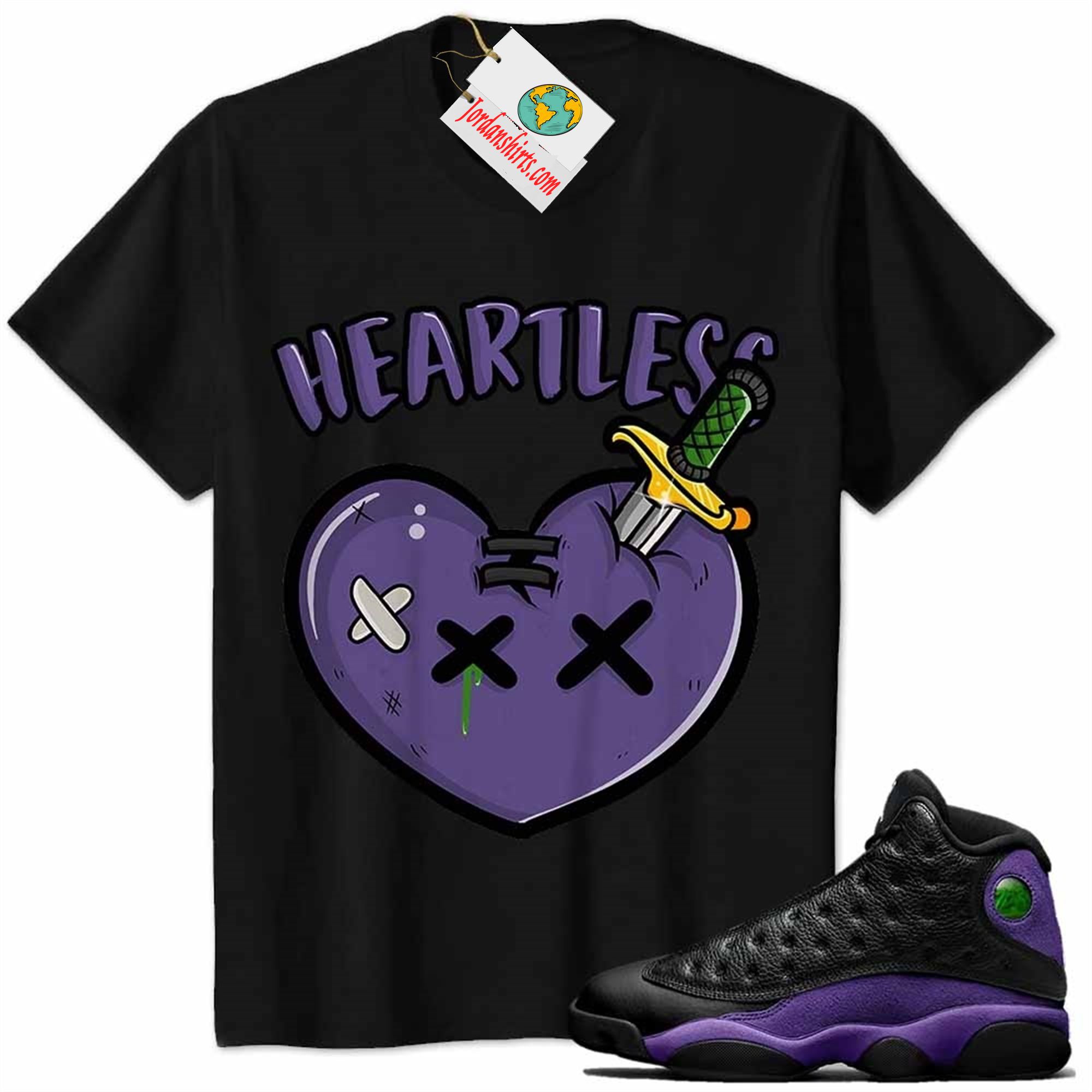 Jordan 13 Shirt, Crying Heart Heartless Black Air Jordan 13 Court Purple 13s Full Size Up To 5xl