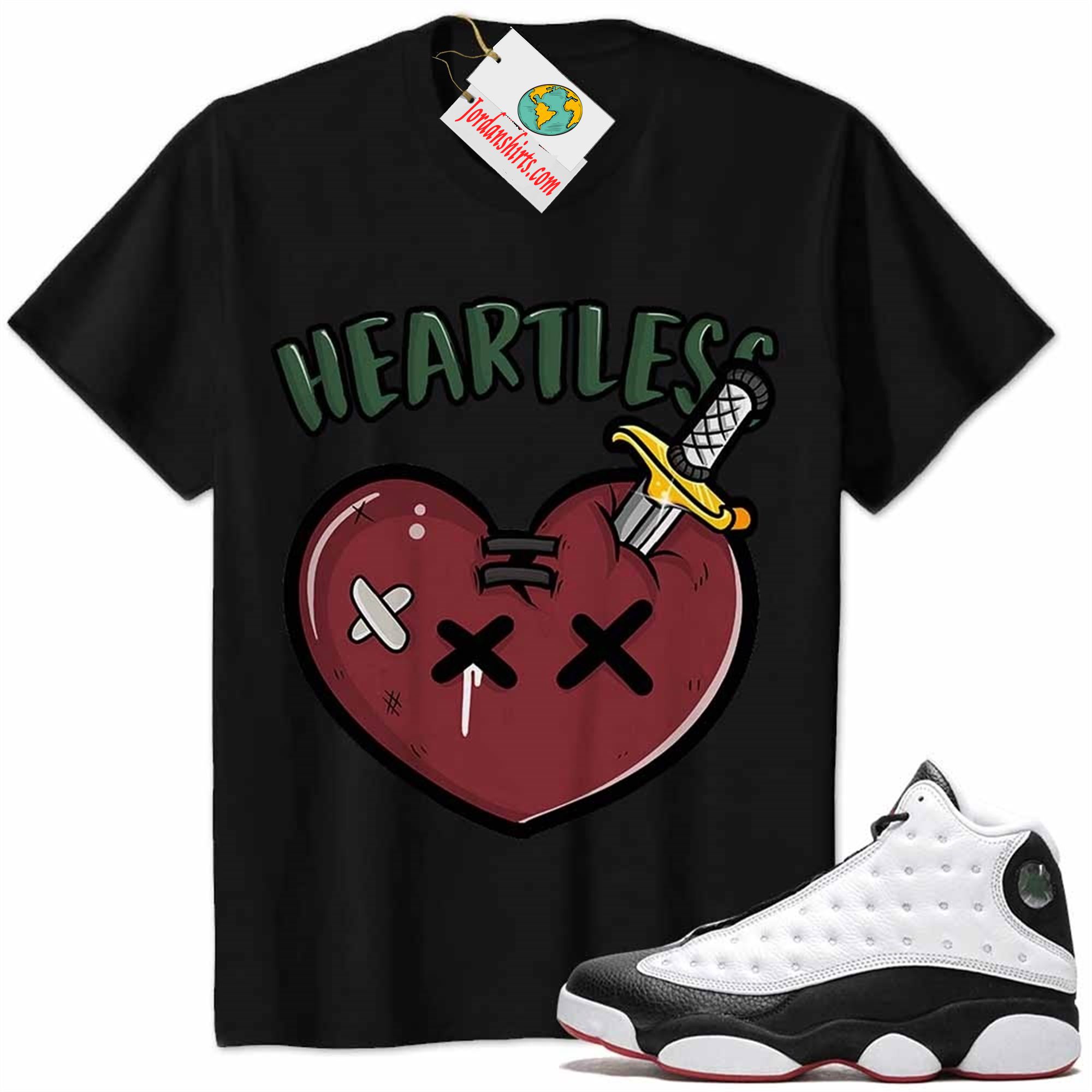 Jordan 13 Shirt, Crying Heart Heartless Black Air Jordan 13 He Got Game 13s Full Size Up To 5xl