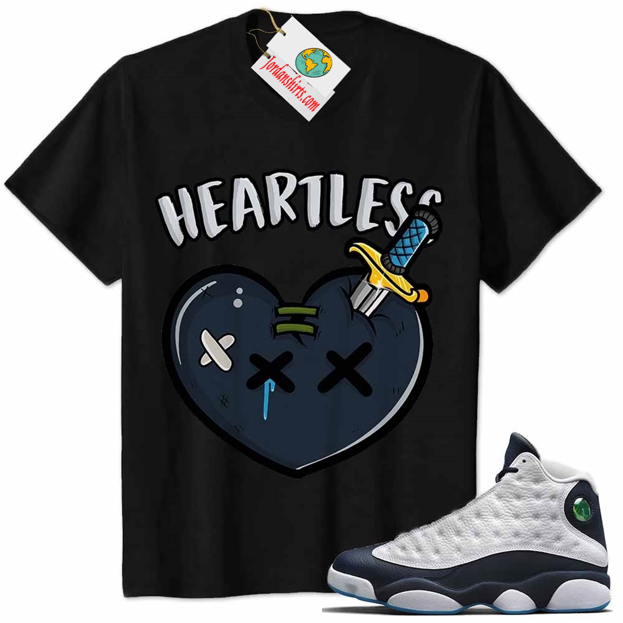 Jordan 13 Shirt, Crying Heart Heartless Black Air Jordan 13 Obsidian 13s Plus Size Up To 5xl