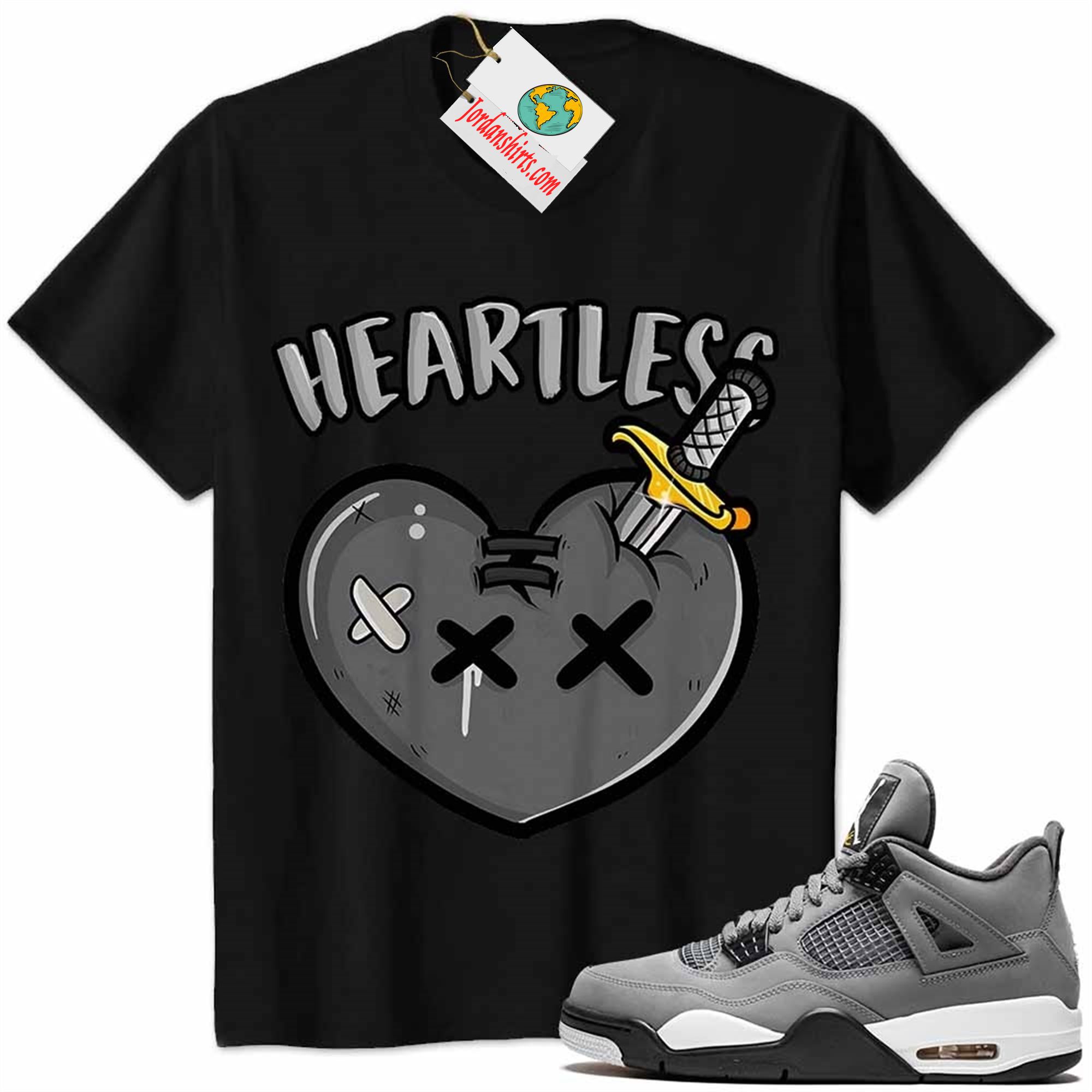 Jordan 4 Shirt, Crying Heart Heartless Black Air Jordan 4 Cool Grey 4s Plus Size Up To 5xl