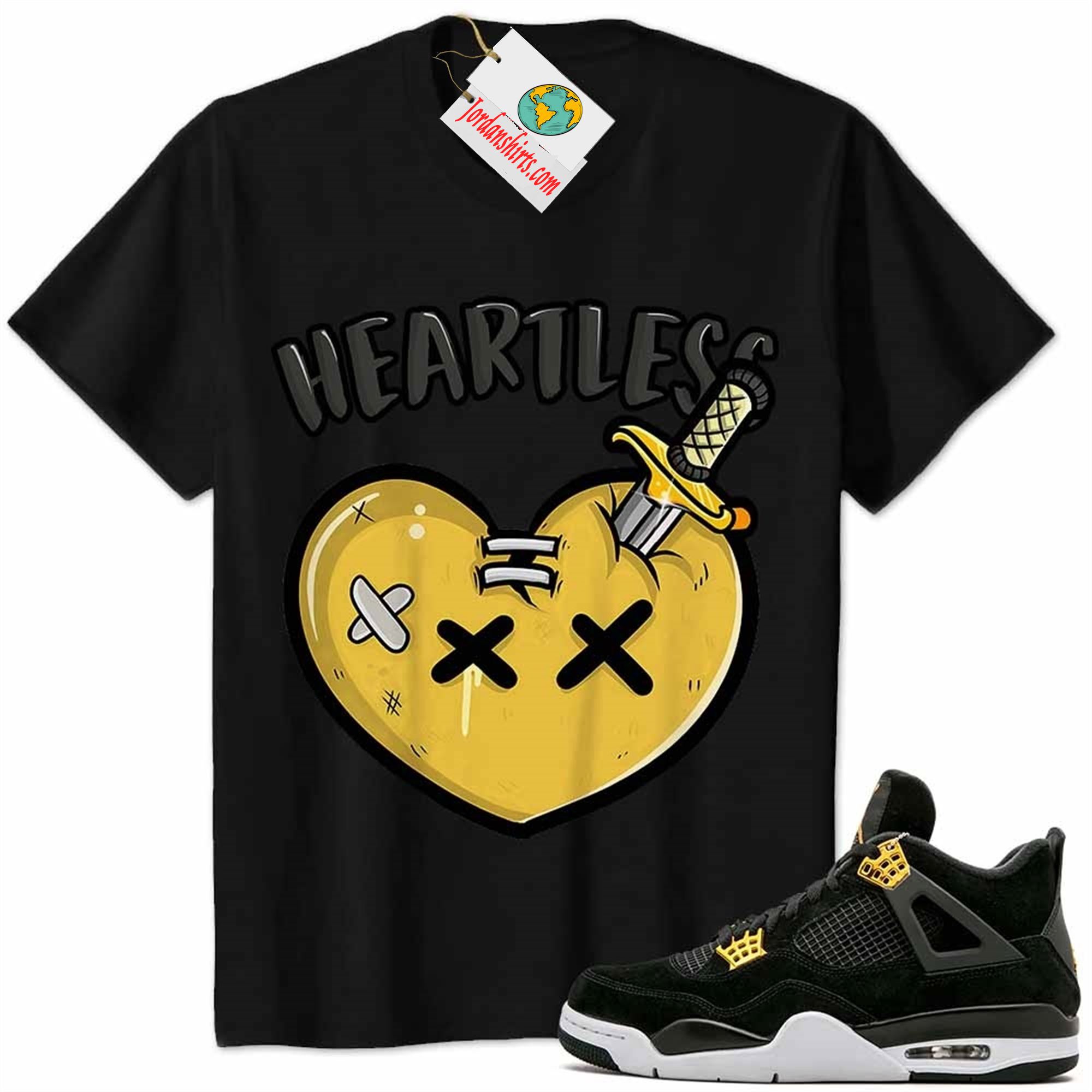 Jordan 4 Shirt, Crying Heart Heartless Black Air Jordan 4 Royalty 4s Plus Size Up To 5xl