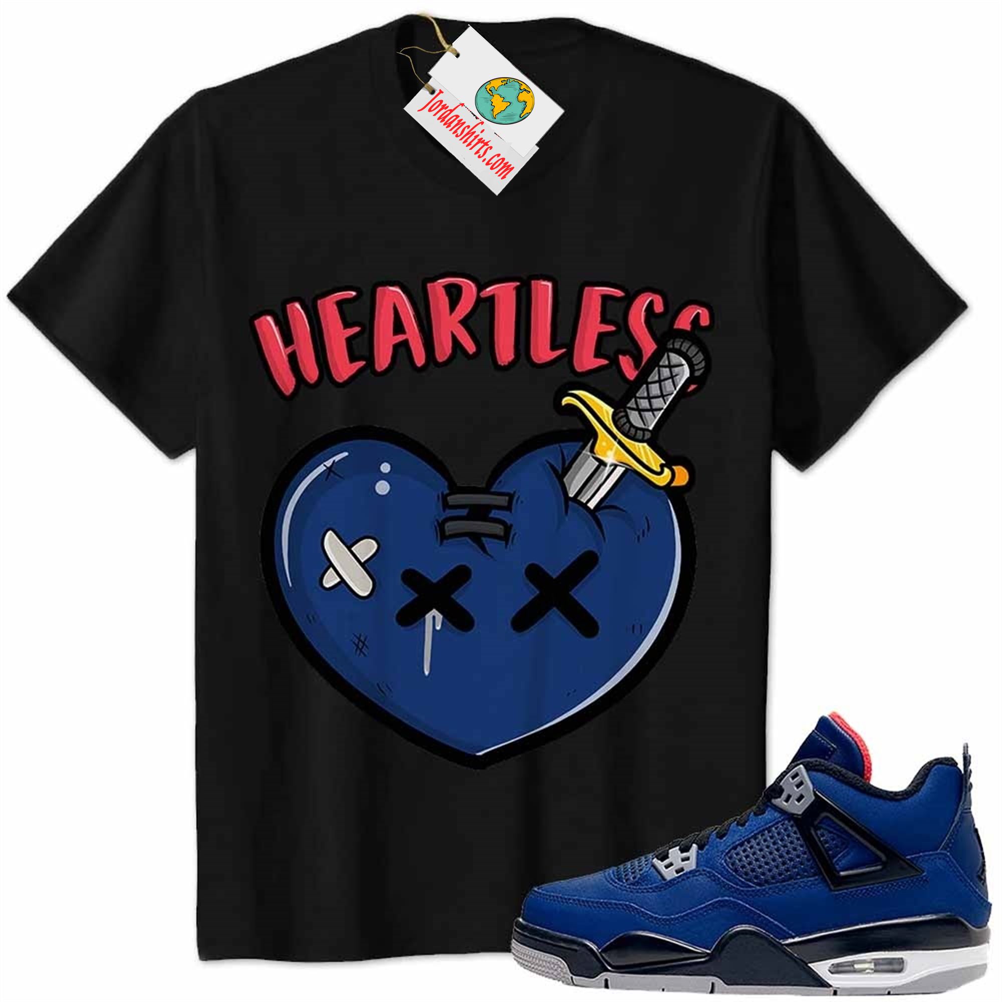 Jordan 4 Shirt, Crying Heart Heartless Black Air Jordan 4 Winter Loyal Blue 4s Plus Size Up To 5xl