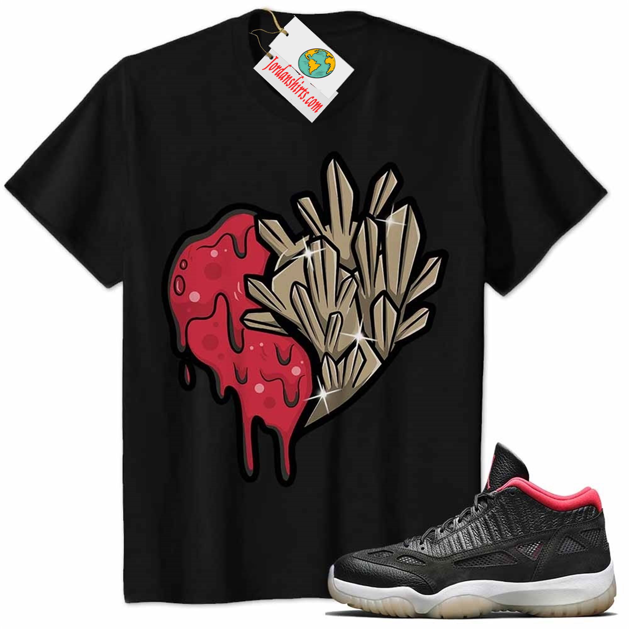 Jordan 11 Shirt, Crystal And Melt Heart Black Air Jordan 11 Bred 11s Plus Size Up To 5xl