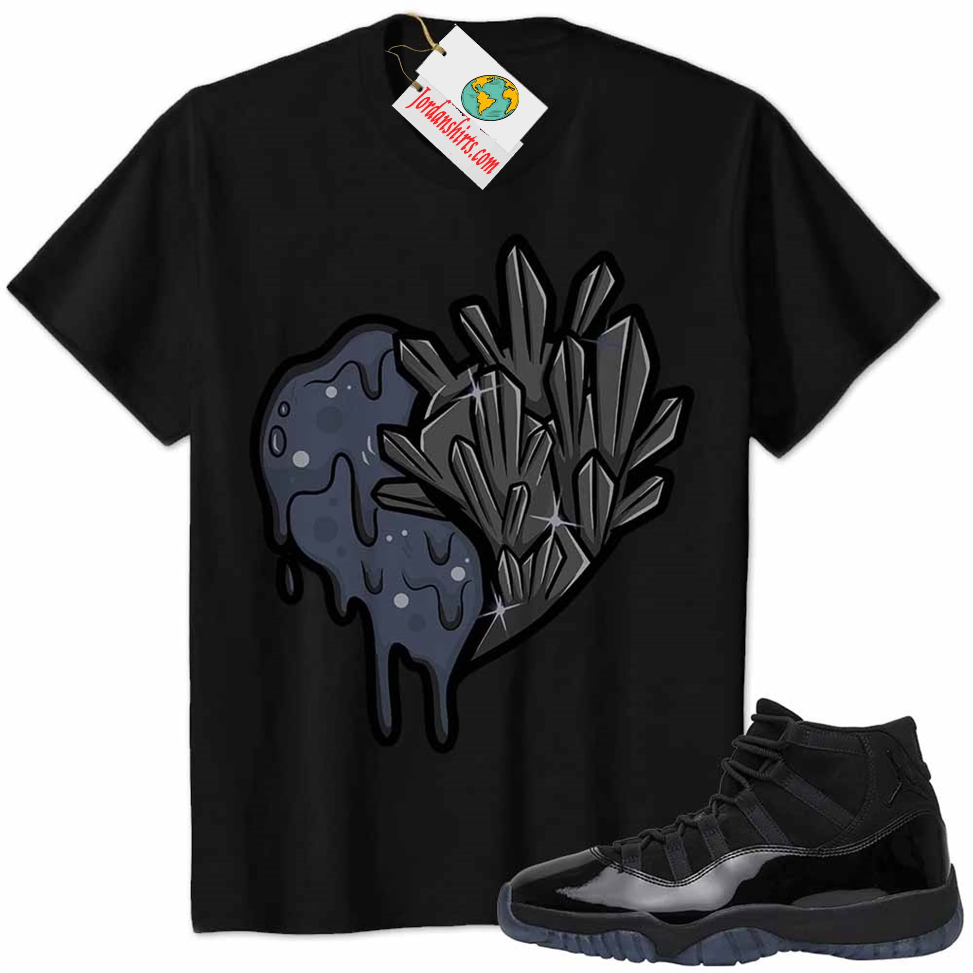 Jordan 11 Shirt, Crystal And Melt Heart Black Air Jordan 11 Cap And Gown 11s Size Up To 5xl
