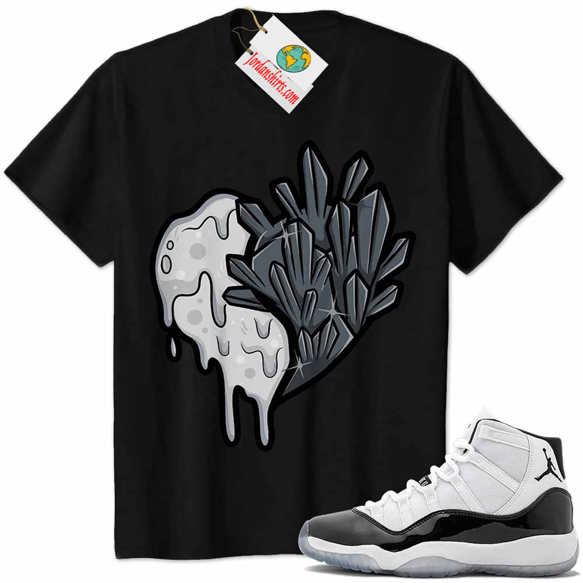 Jordan 11 Shirt, Crystal And Melt Heart Black Air Jordan 11 Concord 11s Full Size Up To 5xl